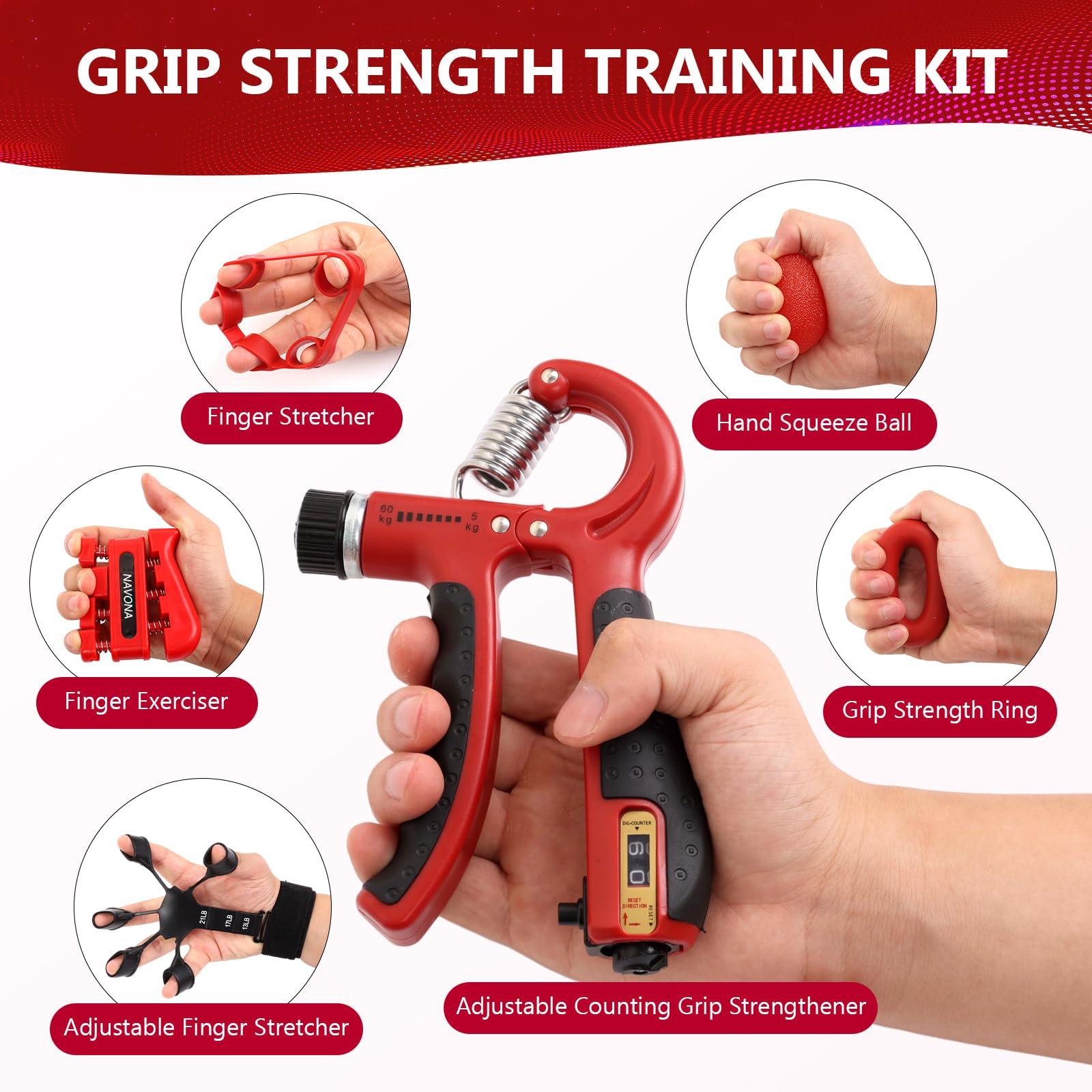 13 PCS Grip Strength Trainer Kit, Hand Gripper Strengthener, Forearm Strengthener, Finger Strengthener, Finger Exerciser, Stress Relief Ball, Forearm Workout Ring for Muscle Building and Injury Recover - Image 2