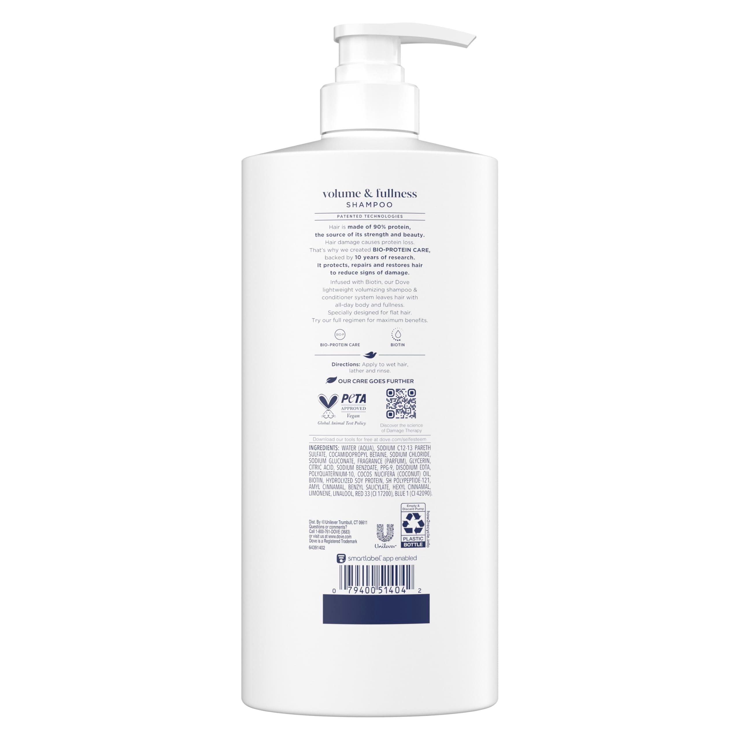 Dove Shampoo Volume & Fullness for Fine, Thin Hair with Bio-Protein Care Technology and Biotin 28 Fl Oz - Image 2