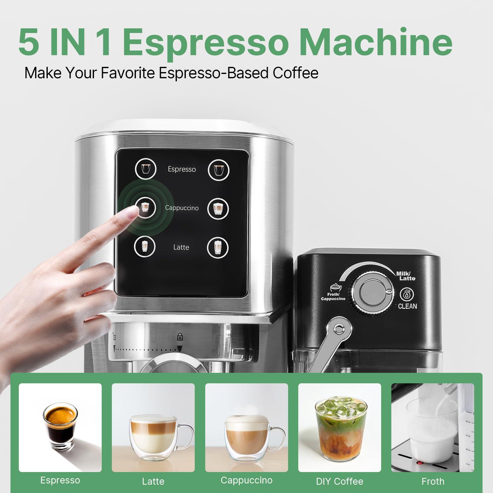 URintells Cuising Espresso Machine 20 Bar, Touchscreen Espresso Maker with Automatic Milk Frother for Cappuccino Latte, Expresso Coffee Machine for Home with Dual Heating System and Dual Pump - Image 9