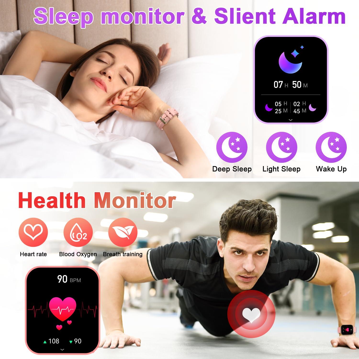 Smart Watch for Men Women Fitness: Running Smart Watches for Men Digital Mens Watches Make/Answer Call Waterproof Smartwatch Android Phones iPhone Samsung Compatible Heart Rate Monitor Step Tracker - Image 3