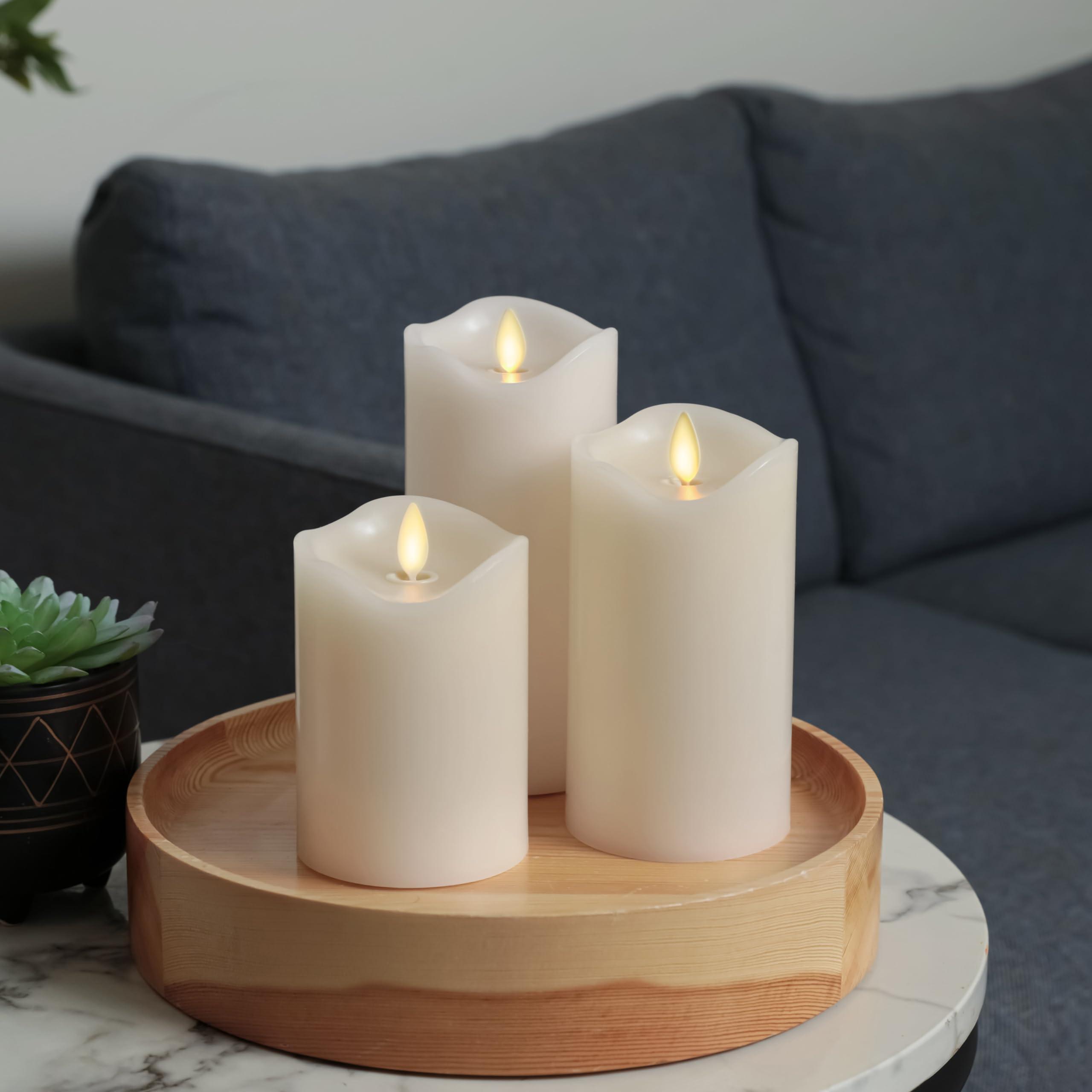 Matchless Candle Co. by Luminara Set of 3 (3" x 4.5",5.5",6.5") Flameless LED Flickering Battery Candle Moving Flame Pillar, Melted Edge, Real Wax Smooth Finish (Unscented) - Image 8
