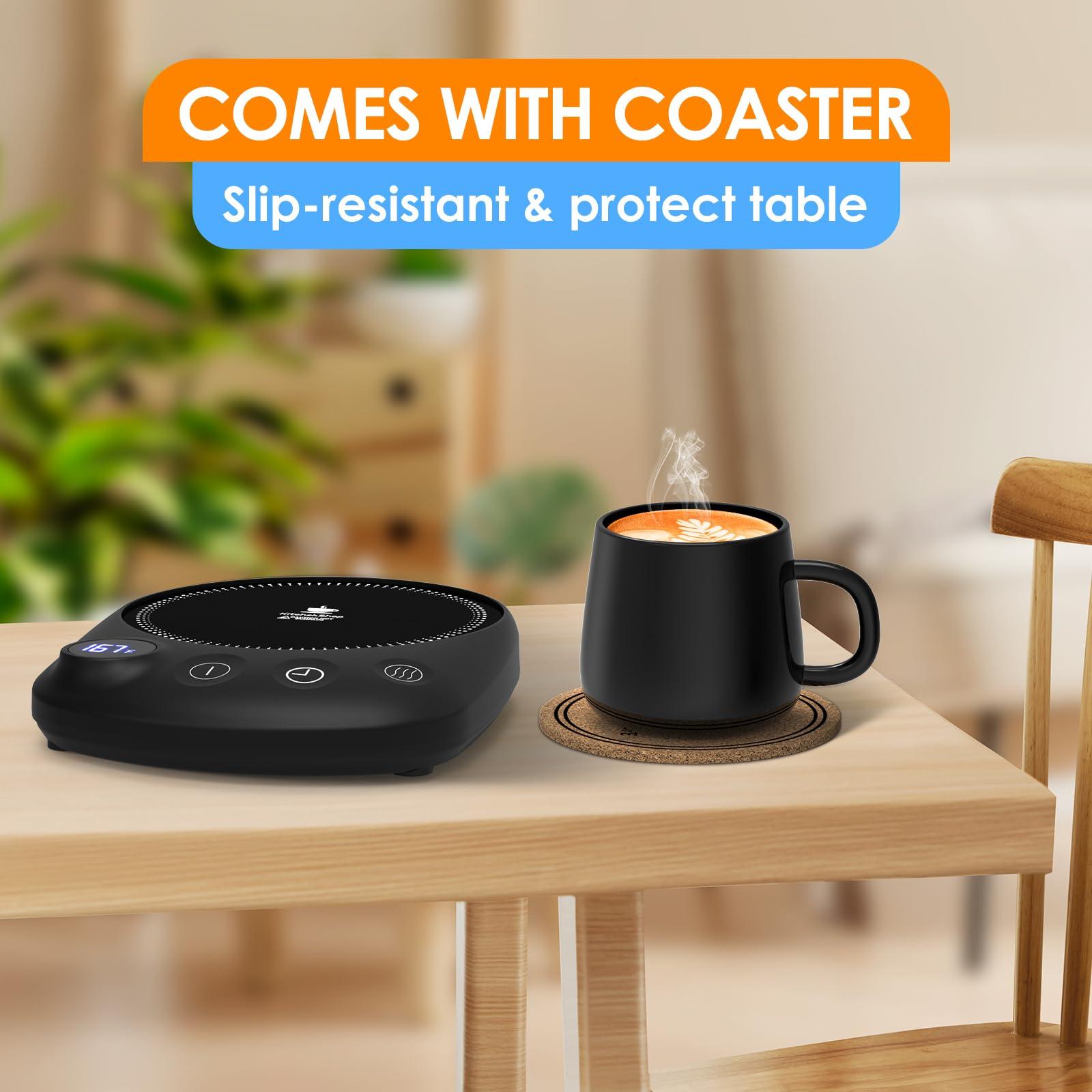 KitchekShop Coffee Mug Warmer - Fastest Heating & Highest Temperature, Coffee Cup Warmer for Desk Auto Shut Off, 4 Temp Settings & 1-12H Timer, Smart Electric Beverage Warmer for Coffee, Tea (Black) - Image 6
