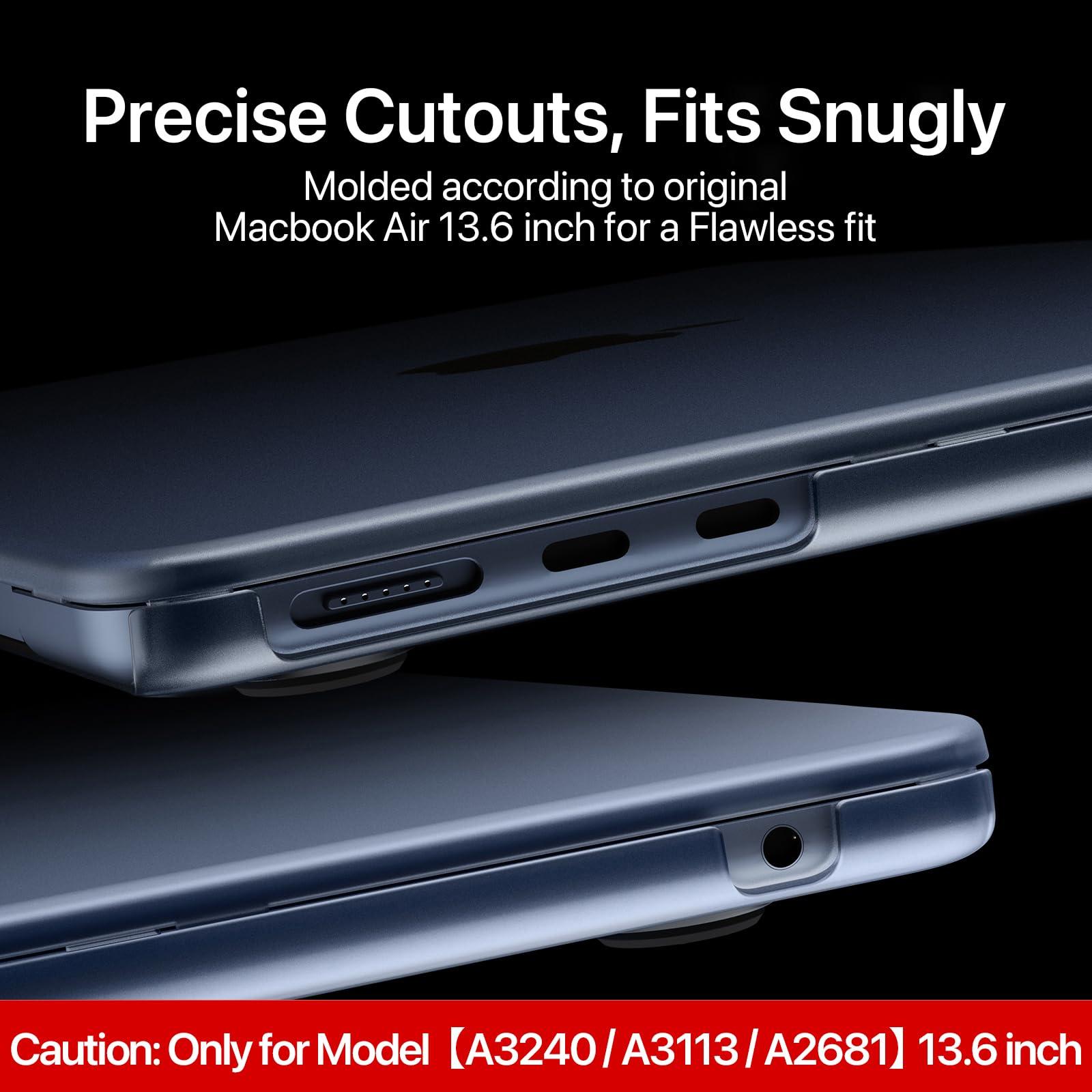 Soonjet Compatible for MacBook Air 13.6 inch Case M4 M3 M2 2025 2024-2022 Release Model A3240 A3113 A2681, Sturdy Protective Hard Shell Case Cover for MacBook Air M2 13 inch - Midnight Clear - Image 3