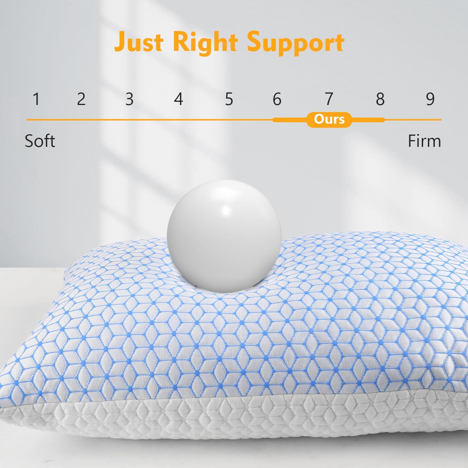 Love Attitude Shredded Memory Foam Pillows King Size Set of 2, Cooling Pillow Firm and Soft Adjustable for Side Back Stomach Sleepers - Image 5