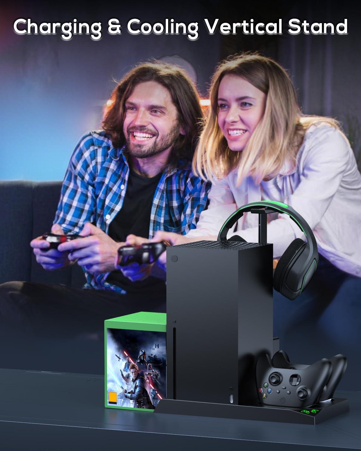 MENEEA Cooling Fan & Charging Stand for Xbox Series X Console & Controller,Vertical Cooler System Dual Charger Station Dock Accessories with 2 x 1400mAh Rechargeable Battery for Xbox Series X - Image 8