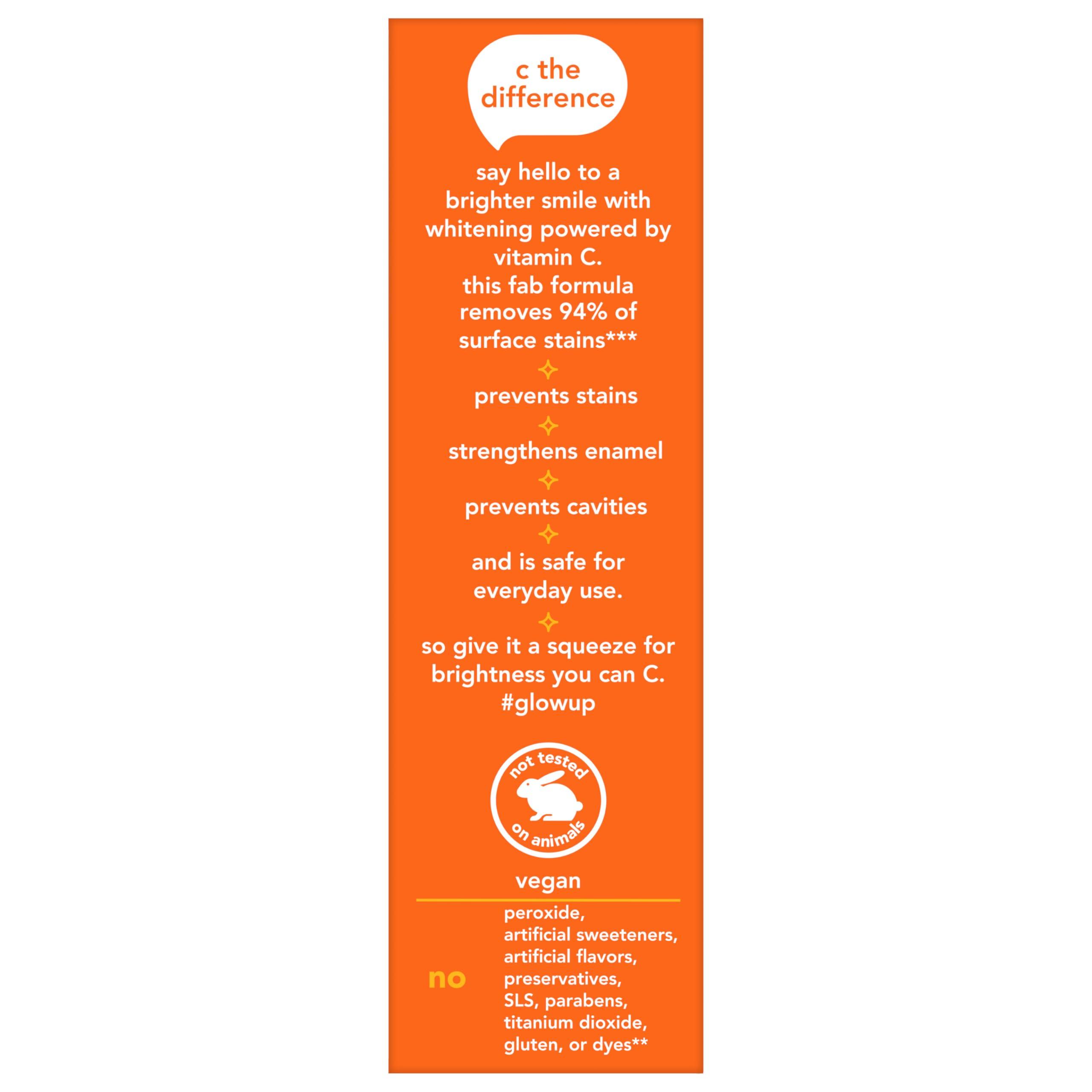 hello Vitamin C Whitening Toothpaste with Fluoride, Whitening SLS Free Toothpaste, Up to 2 Shades Whiter Teeth, No Peroxide, Safe for Everyday Use, Natural Peppermint, 4.0 Oz - Image 8