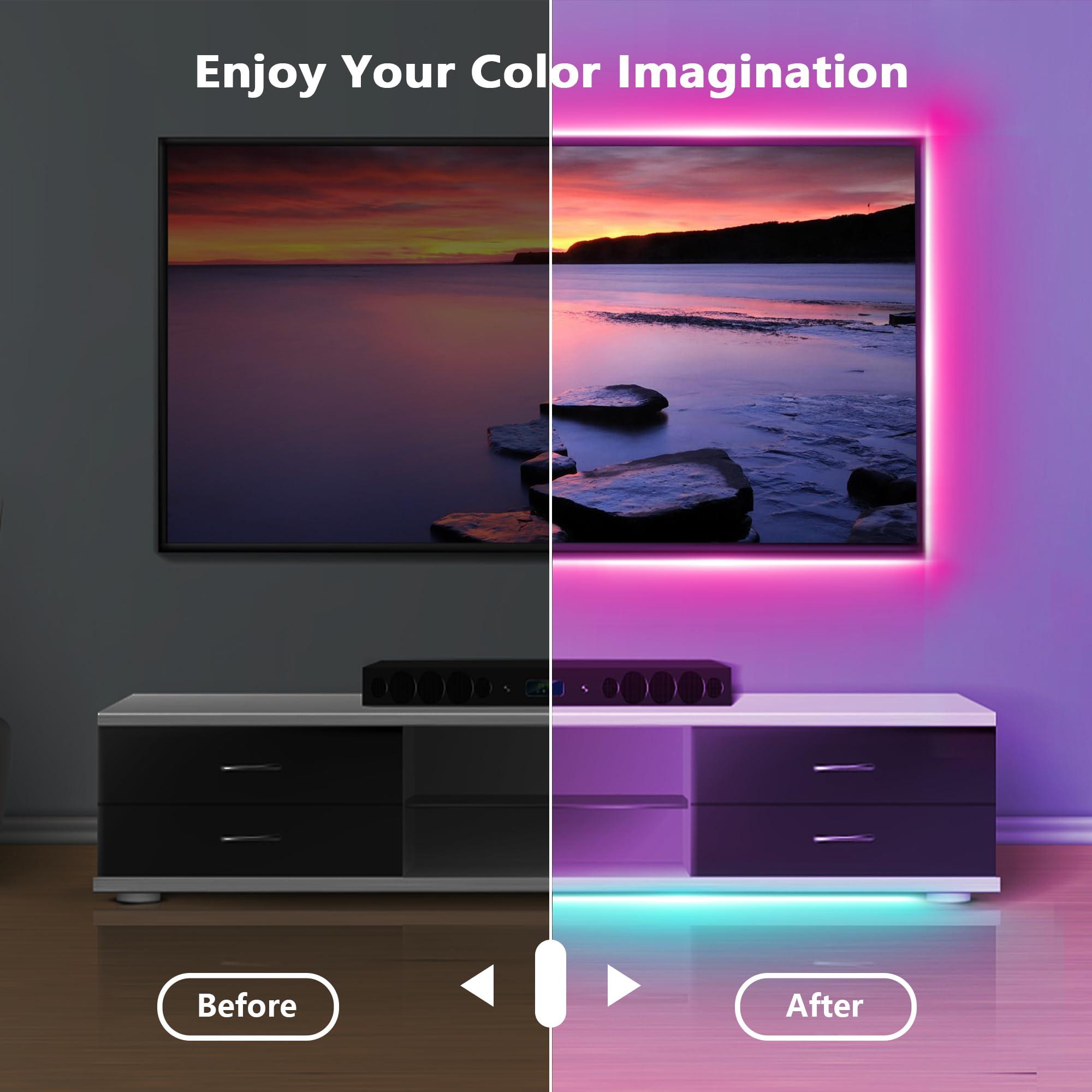 NBBUFF Led Lights for Bedroom 50ft (1 Roll), Color Changing RGB Led Strip Lights with 60 Keys Remote and App Control, Music Sync Led Lights for Room Kitchen Party Home Decor - Image 6