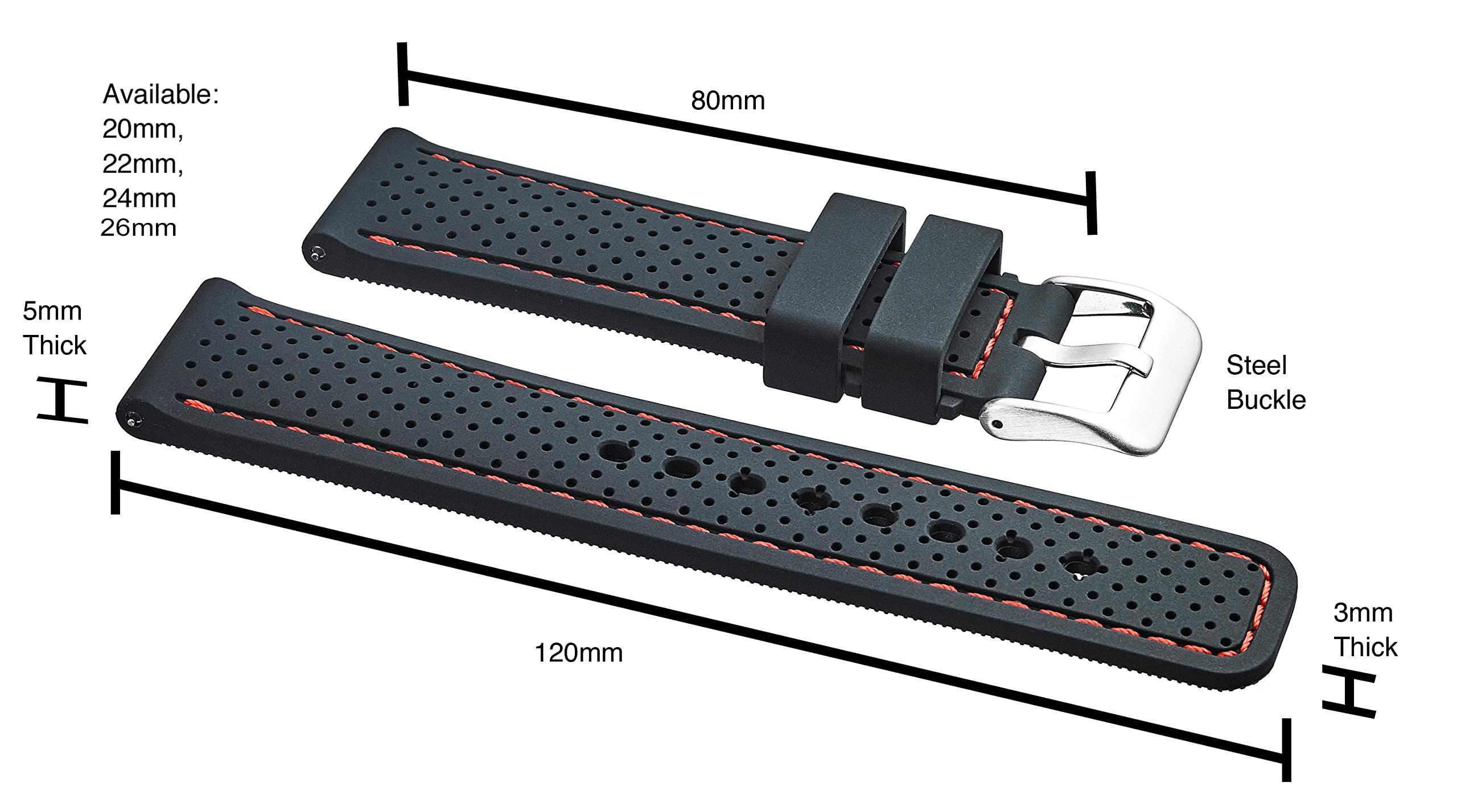 ALPINE Sporty Premium Soft Silicone Adjustable Watch Band - Replacement Rubber Watch Bands for Women & Men - Waterproof Quick Release Watch Straps - Compatible with Regular & Smart Watch Bands - Image 2