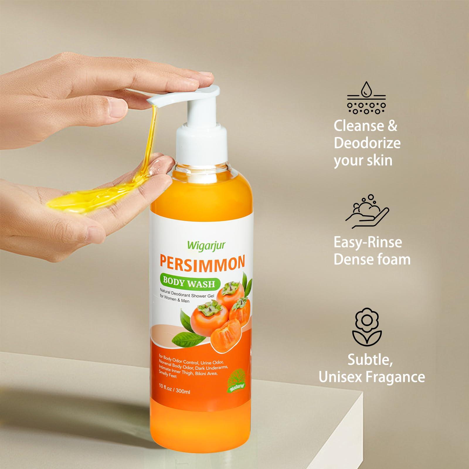 Persimmon Body Wash for Old People Smell, Natural Deodorant Bar Soap for Strong Odor Smelly Feet Remove, Cleansing Body Deodorizing with Persimmon & Green Tea Extracts - Image 5