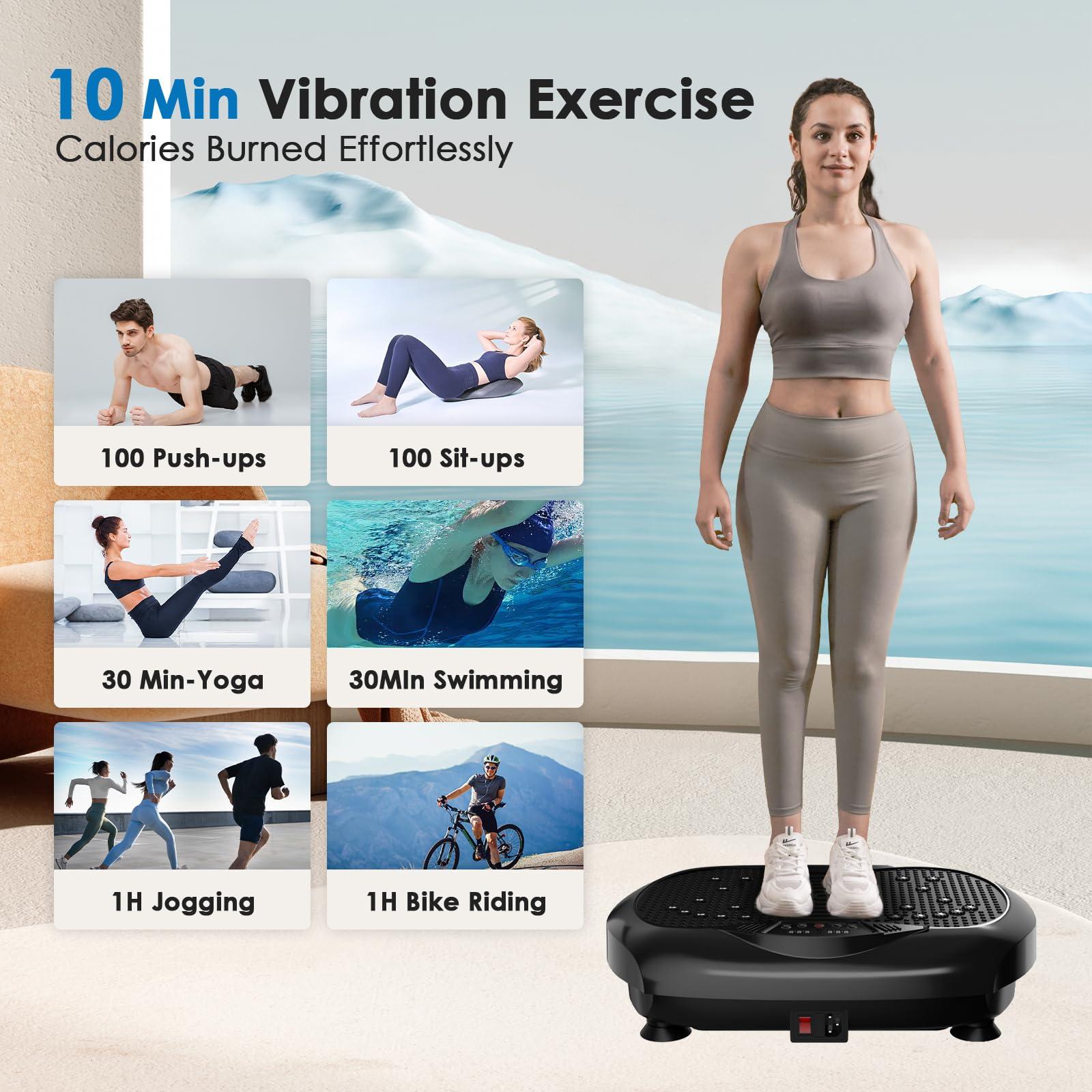 Natini Vibration Plate Exercise Machine - Whole Body Workout Vibration Platform Lymphatic Drainage Machine for Weight Loss Home Fitness with Resistance Bands Remote - Image 4