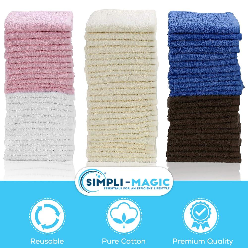 SIMPLI-MAGIC 79264 Cotton Washcloths, Size: 12”x12”, Multi Color, 50 Pack - Image 6