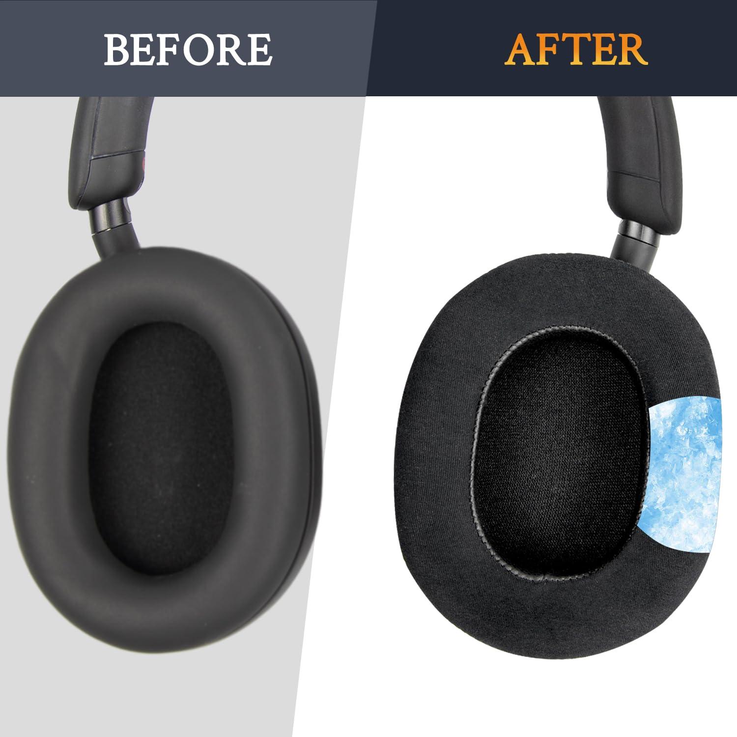 SOULWIT Cooling-Gel Replacement Earpads for Sony WH-1000XM5 (WH1000XM5) Noise Canceling Headphones, Ear Pads Cushions with High-Density Noise Isolation Foam, Added Thickness - Black - Image 4