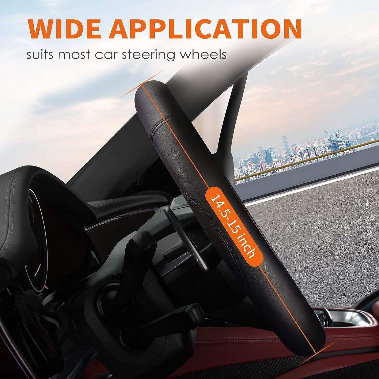 HOTOR Car Steering Wheel Cover - Universal Car Accessory for Diverse Cars, Durable Leather Cover with Anti-Slip Lining, for Steering Wheel with a Diameter of 14.5"-15",Black - Image 2