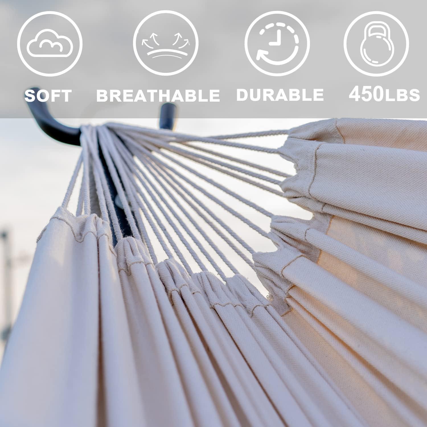 Lazy Daze Hammocks Double Hammock with 9ft Space-Saving Steel Stand Includes Portable Carrying Case, 450 Pounds Capacity (Natural) - Image 7