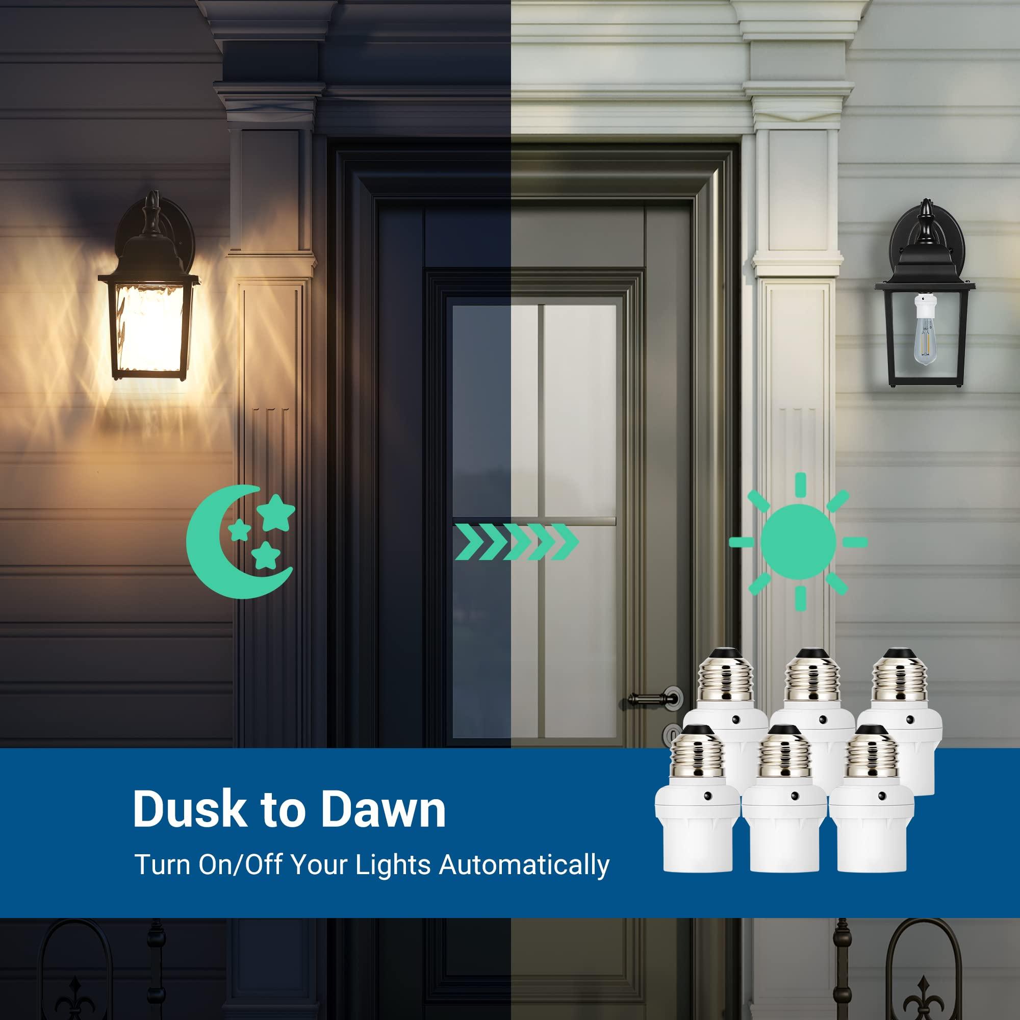 DEWENWILS Light Sensor Socket, E26 E27 Dusk to Dawn Light Bulb Sockets for Light Fixtures, Compatible with Incandescent/CFL/LED/Halogen Bulbs, ETL Listed, 6 Pack, White - Image 3