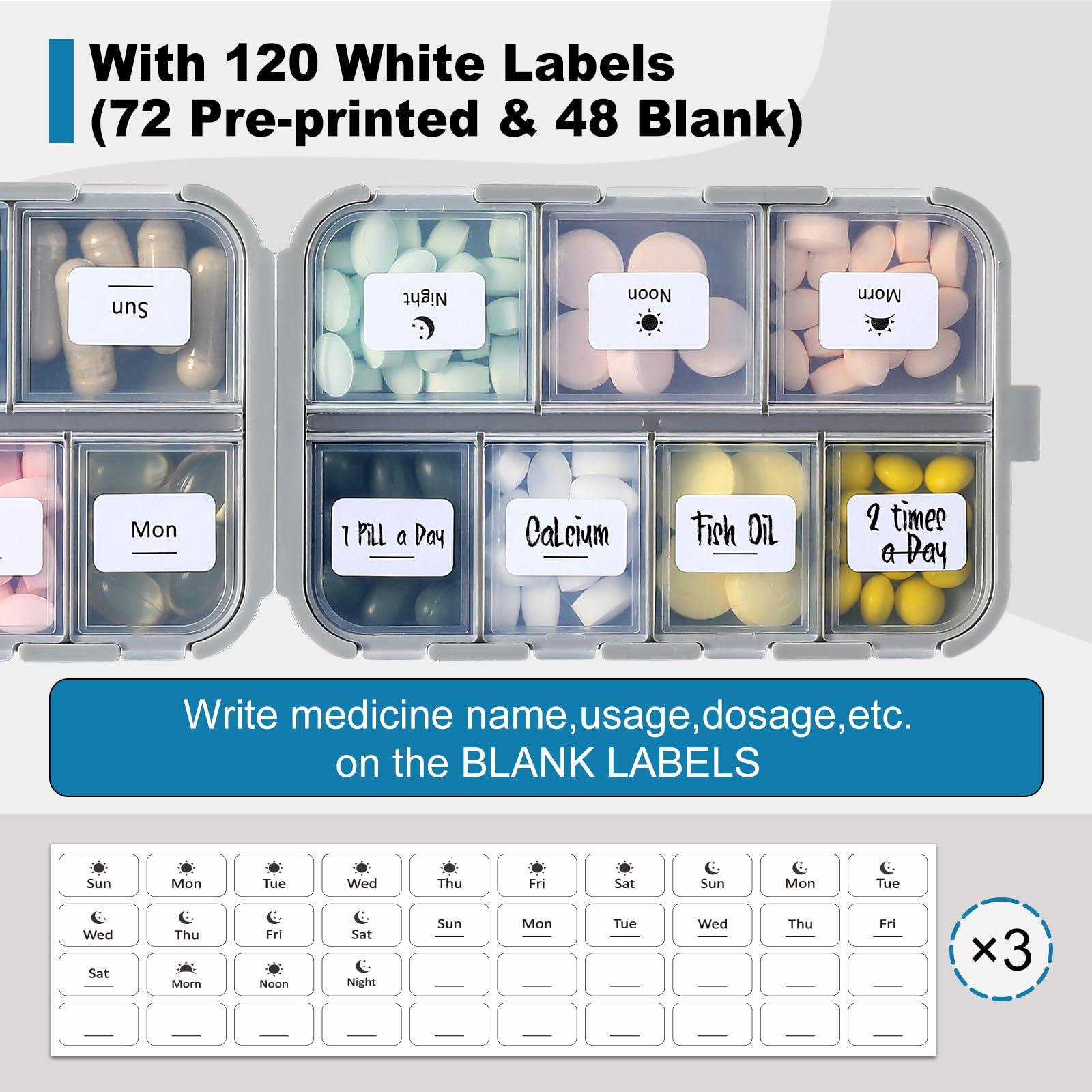 3 Pack, 14 GRIDS Travel Pill Organizer Box with Labels - Travel Medicine Case Kit - Pocket Daily Pharmacy Container - Travel Medication Holder Dispenser for Fish Oil Vitamin Supplement Storage - Image 5