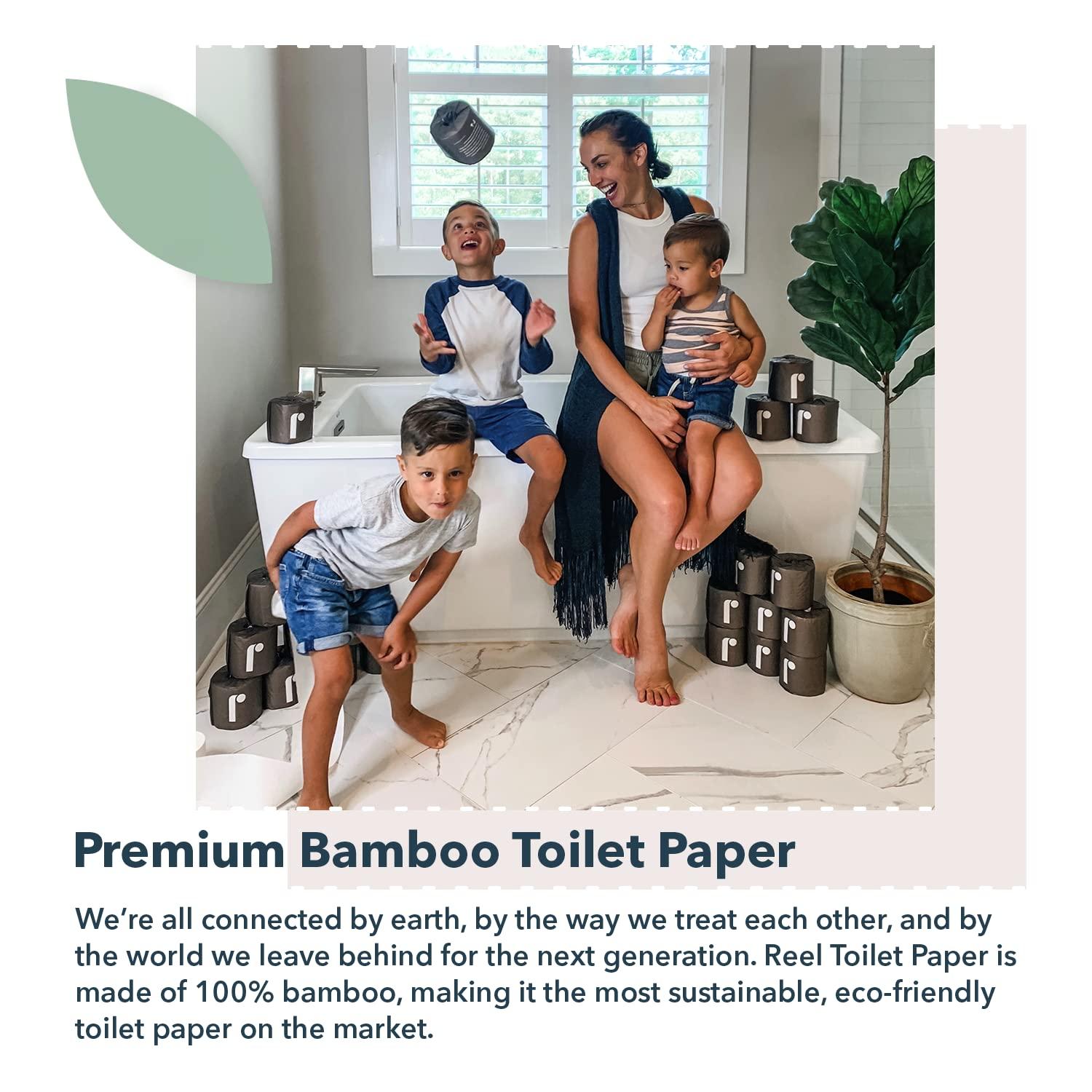 Reel Premium Toilet Paper - 24 Rolls of Toilet Paper - 3-Ply Made From Tree-Free - Zero Plastic Packaging, Septic Safe - Image 2