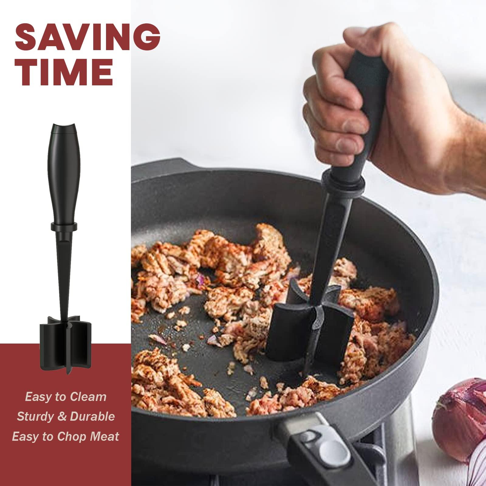 Meat Chopper, Hamburger Grinder, Premium Heat Resistant Smasher for Ground Beef, Burger Grinder Nylon Potato Mix Tool-Black - Image 5