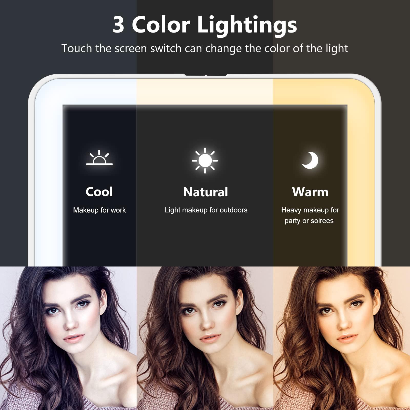 miroposs Rechargeable Makeup Mirror for Travel, Vanity Mirror with 80LEDs, 3 Color Light, 2000mAh Battery, Portable Ultra Slim Lighted Mirror, Travel Essential - Image 3