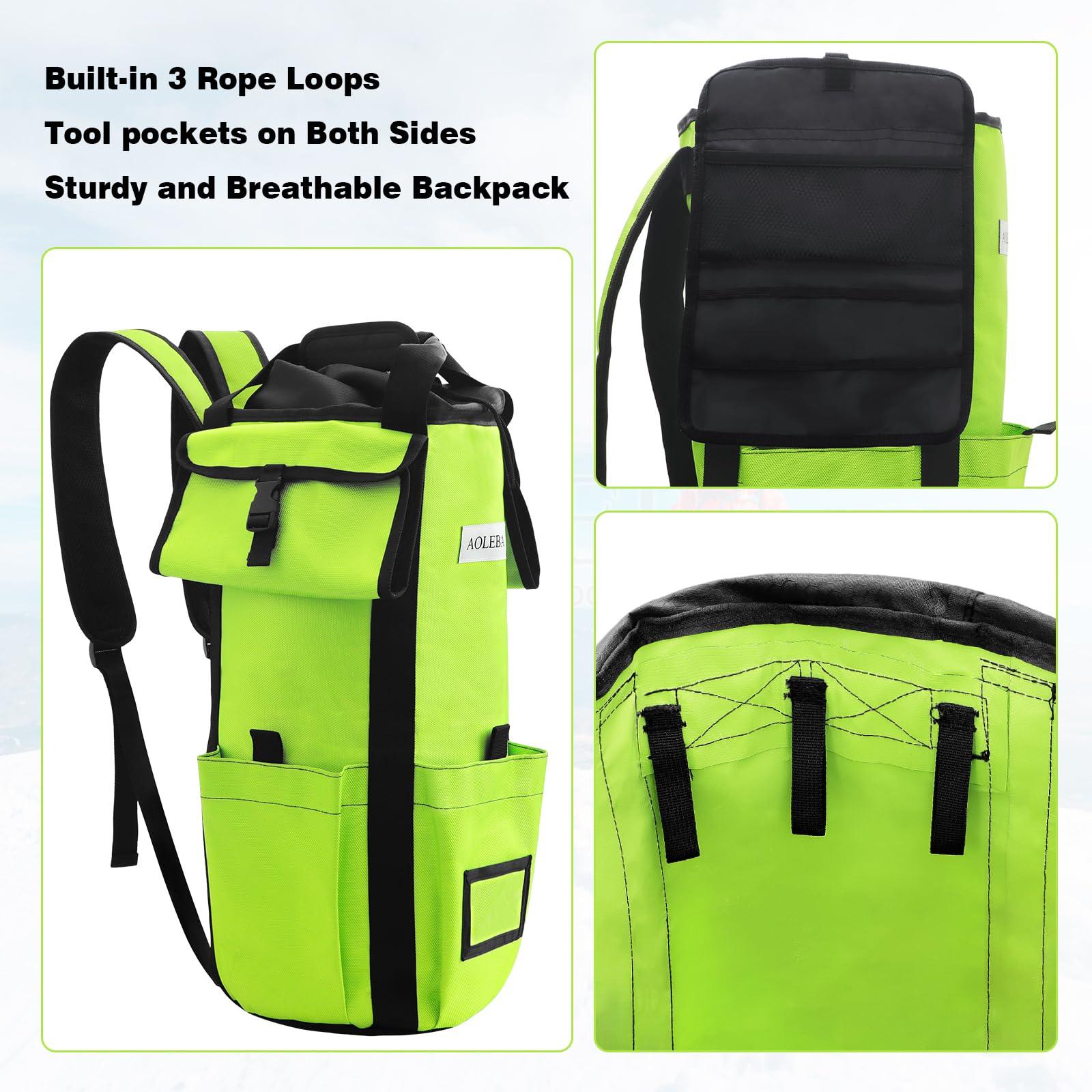 AOLEBA Arborist Rope Storage Bag Tree Climbing Rock Rope Bucket Backpack Rope Storage Bag Large Capacity 1680D Thicken Nylon Material with Hand Straps, Side Pockets - Image 4