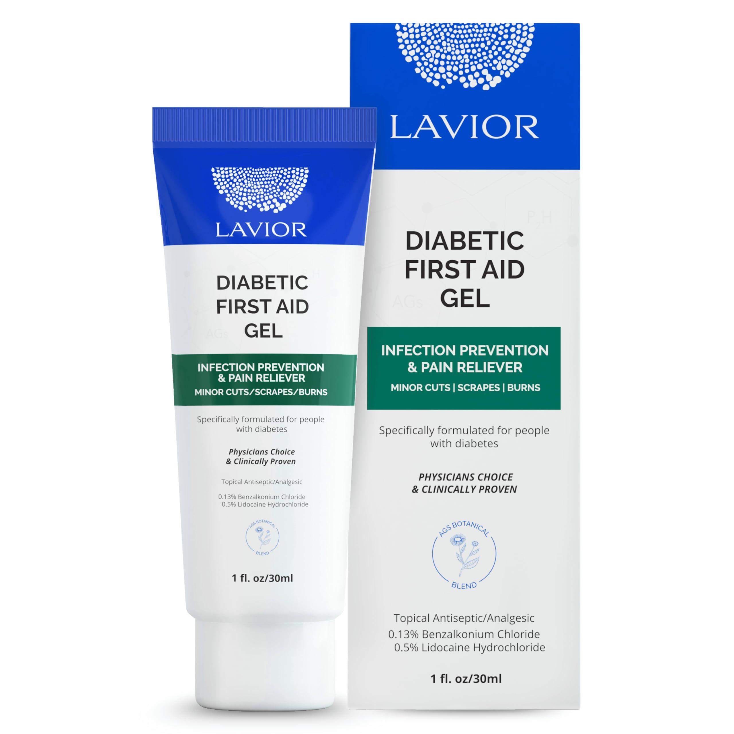 LAVIOR Diabetic First-Aid Gel 1oz – Speeds Healing for Cuts, Scrapes, Burns & Minor Injuries, Physician Recommended, Clinically Proven, Hypoallergenic, Infection Prevention & Pain Relief