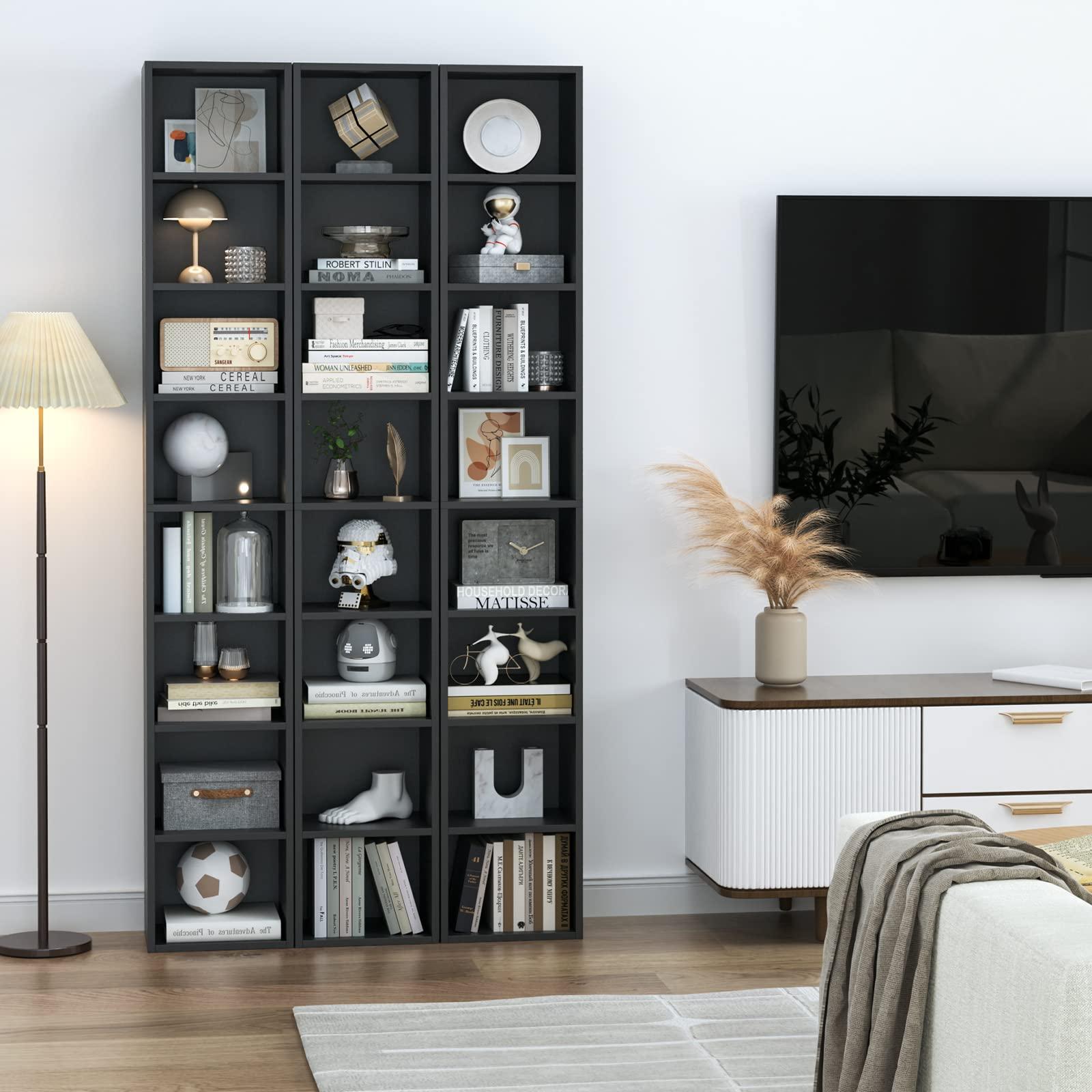 FOTOSOK 8-Tier Media Tower Rack, 11.6 X 9.3 X 70.9 Inches CD DVD Slim Storage Cabinet with Adjustable Shelves, Tall Narrow Bookcase Display Bookshelf for Home Office, Black - Image 8