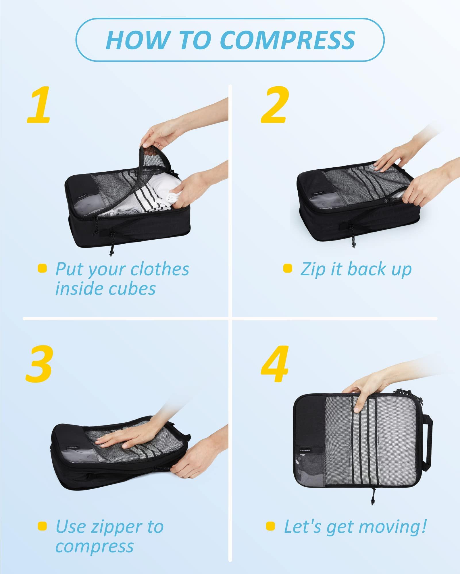 BAGSMART 6 Set Compression Packing Cubes - Lightweight Travel Essentials, Durable Luggage Organizer - Image 5