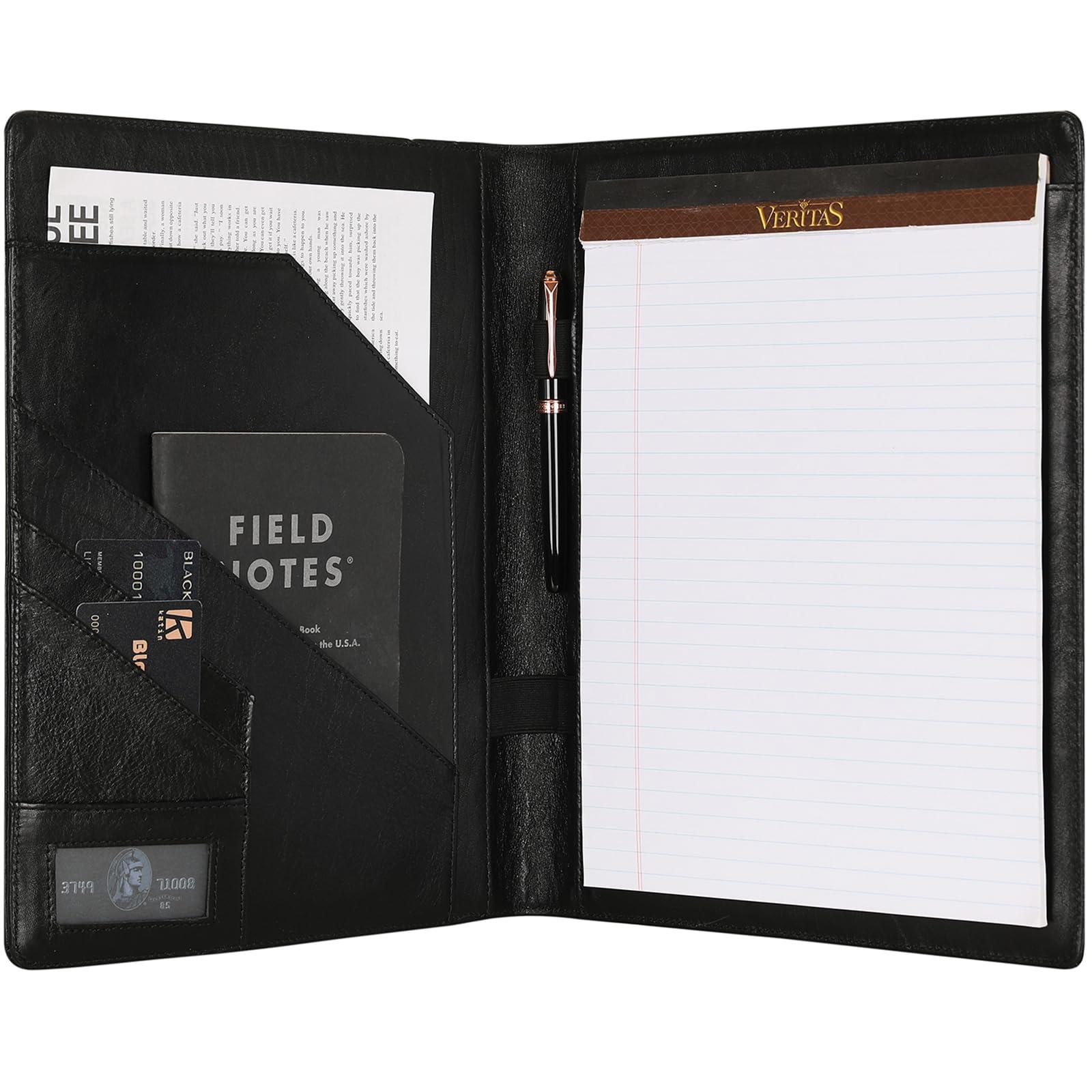 GZRHKJ Genuine Leather Padfolio,Free Engraved Name, Personalized Leather Portfolio, A4 Document Folder Legal Pad Padfolio, Resume Folio for Men & Women