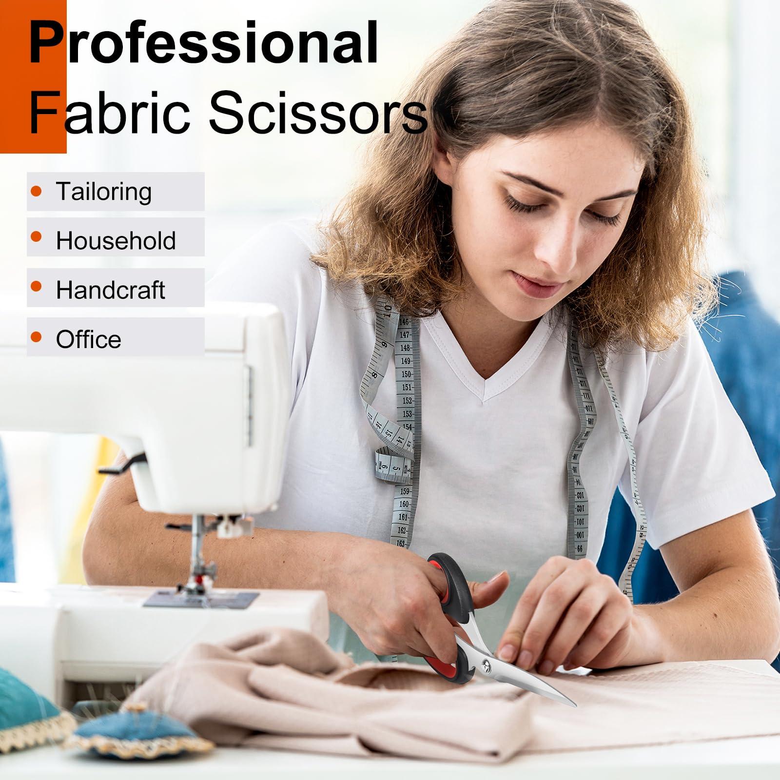 iBayam Scissors All Purpose, 9.3 Inch Scissors Heavy Duty Stainless Steel Shears for Home Household Cutting Fabric Leather, Sewing Shears, Paper Box Cutter, Package Opener, Hand Cutting Tools - Image 4