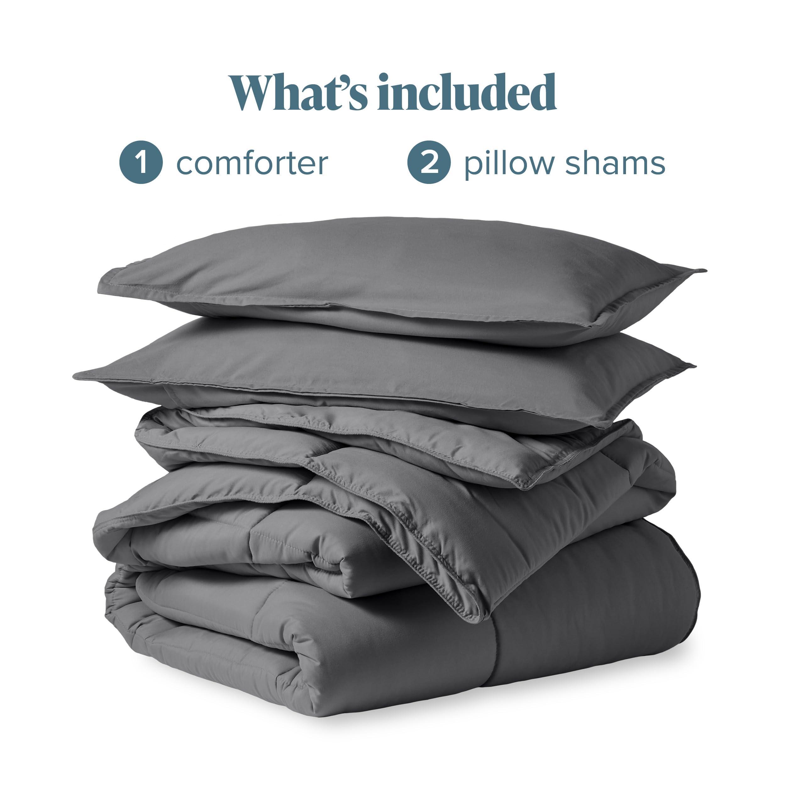 Bare Home Comforter Set - Queen Size - Ultra-Soft - Goose Down Alternative - Premium 1800 Series - All Season Warmth (Queen, Grey) - Image 7
