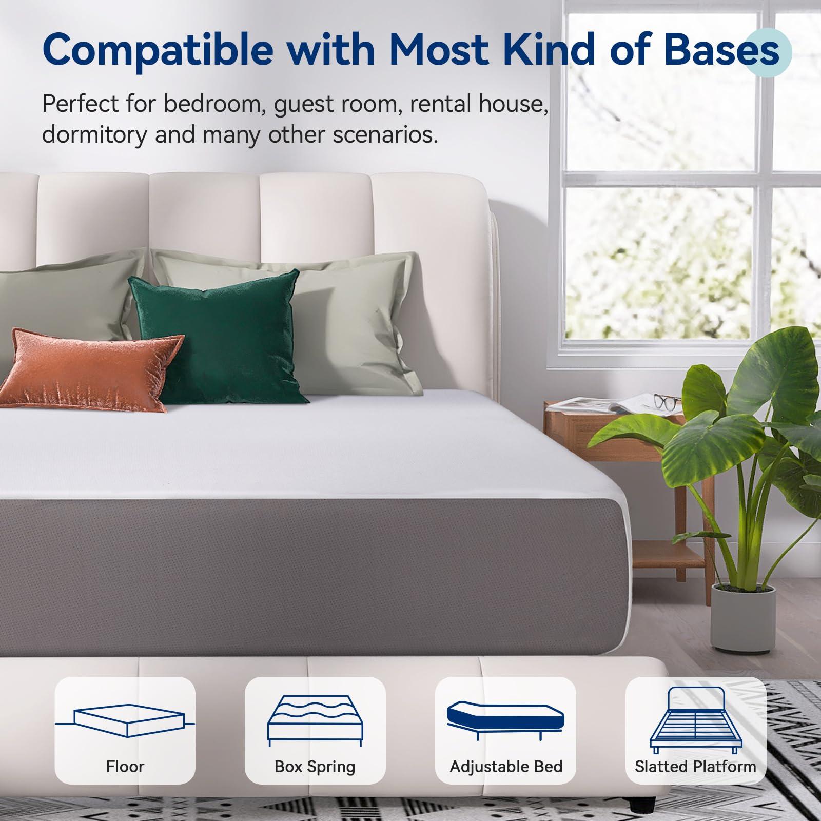 Amazon Basics Memory Foam Mattress, Medium Firm, 12 Inch, California King, White/Grey - Image 8