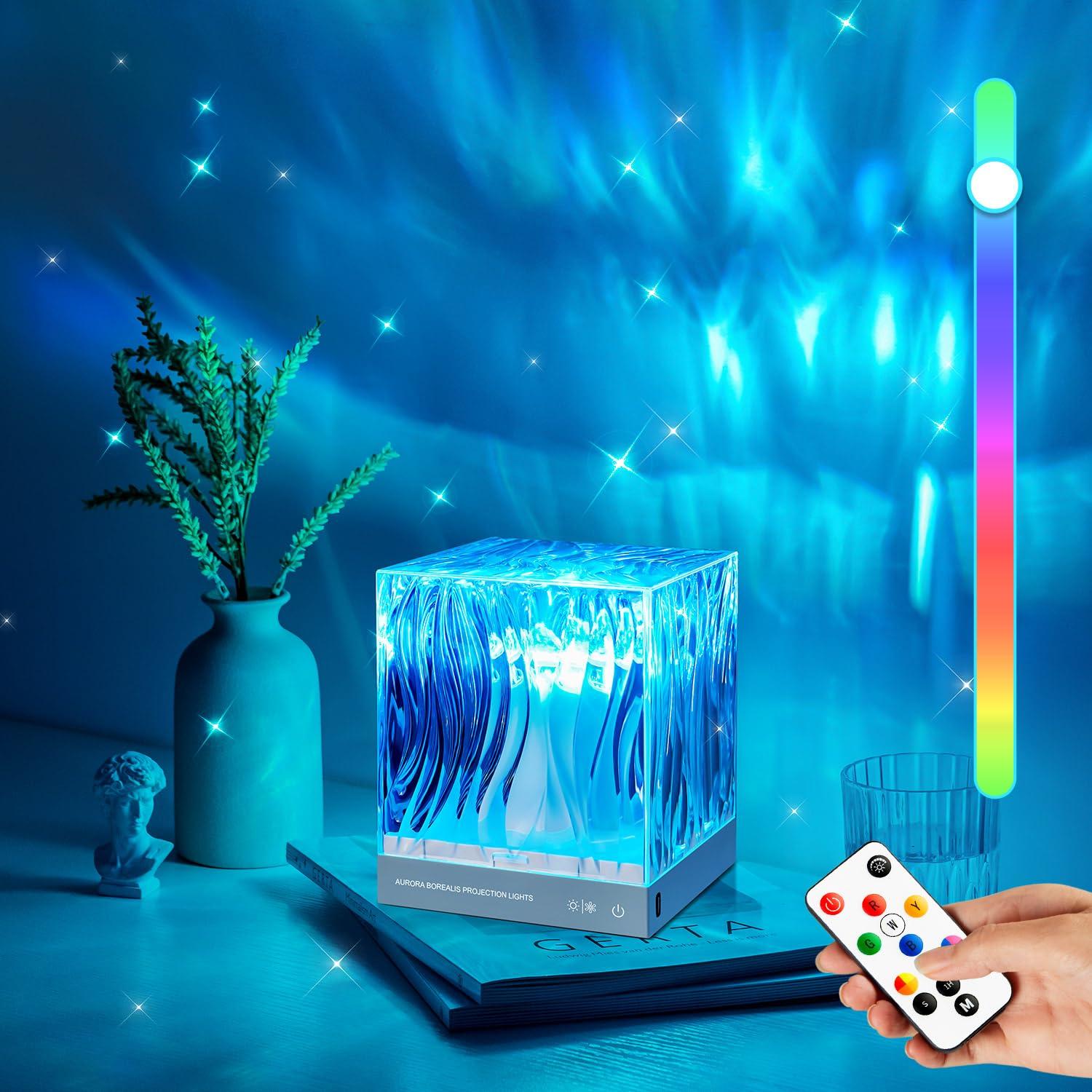 Northern Lights Projector,18 Colors Aurora Light Projector for Bedroom,Dimmable Mood Lighting for Bedroom Lights,Remote+Timer Water Ripple Lamp Ocean Lamp,Ocean Room Decor Unique Gifts for Women/Girls