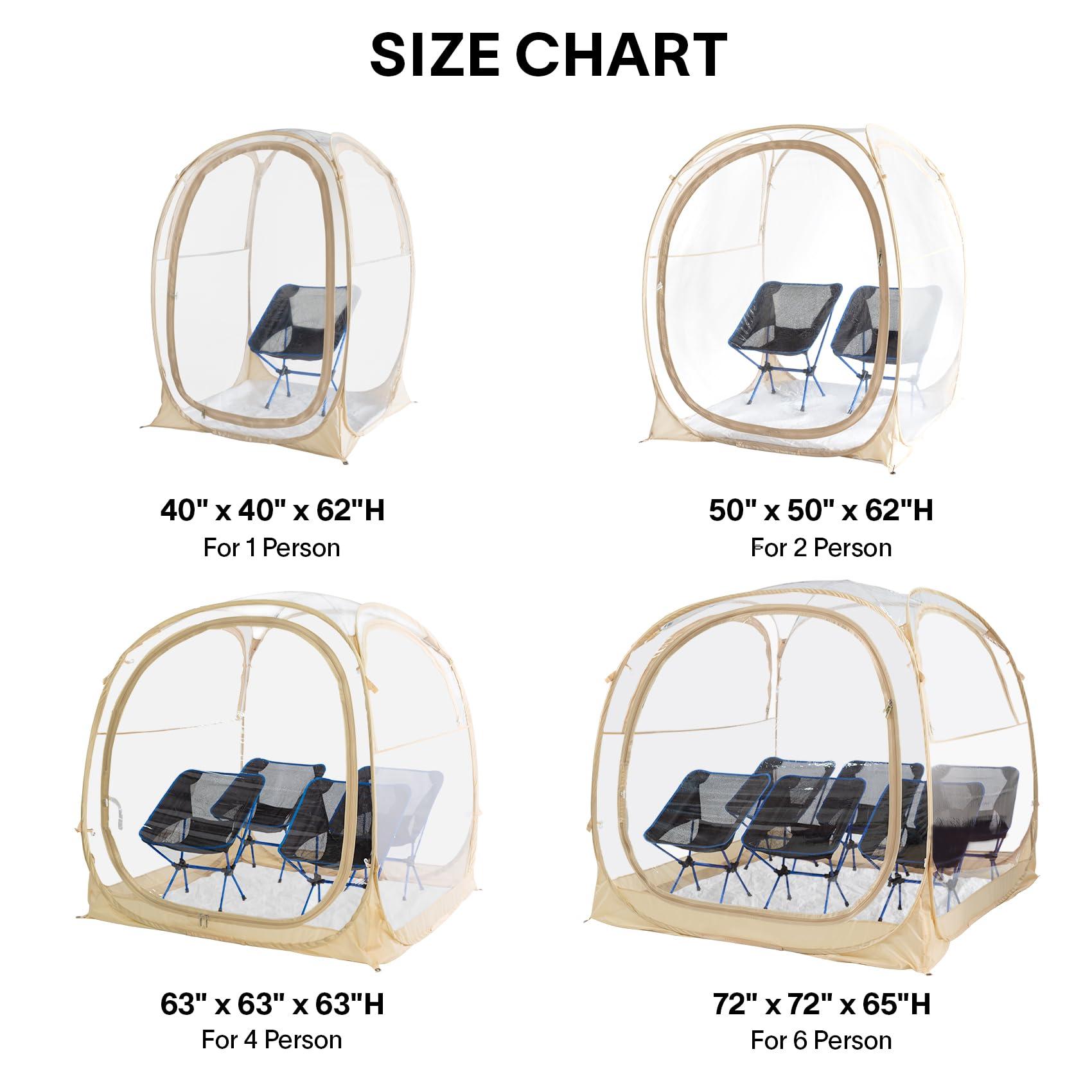 EighteenTek Pod All Weather Sports Tent with Sealed Floor - Instant Tent Shelter - Outdoor Bubble Tent - Rain Tent Camping Sun Shelter Pop Up Clear, Patent Pending for Sports Events Fishing Cheering - Image 7