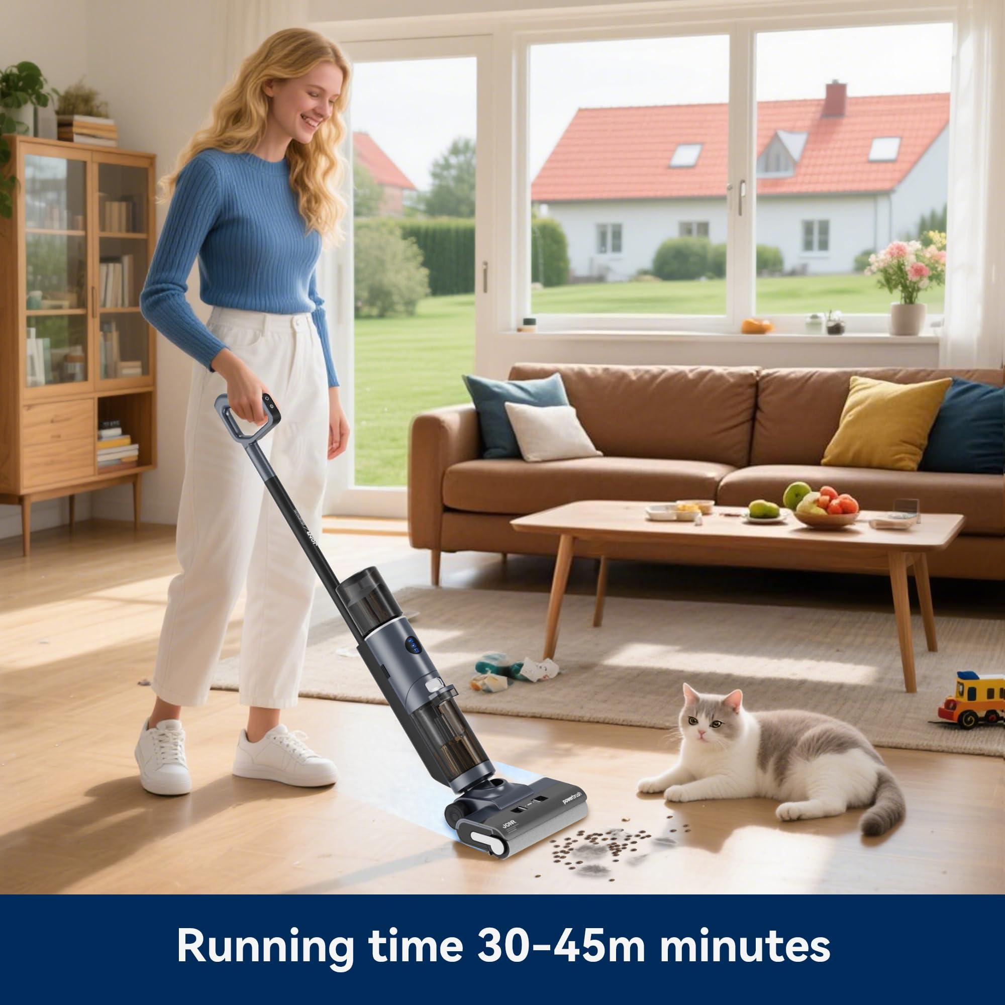 JONR ED12 PRO Wet Dry Dual-use Vacuum Cleaner,An Intelligent Vacuum Cleaner Suitable for Hard Floors,Three Sided Cleaning,Hot Water Self-Cleaning,Hot Air Drying,850ml Water Tank, Easy to Clean Hair - Image 2