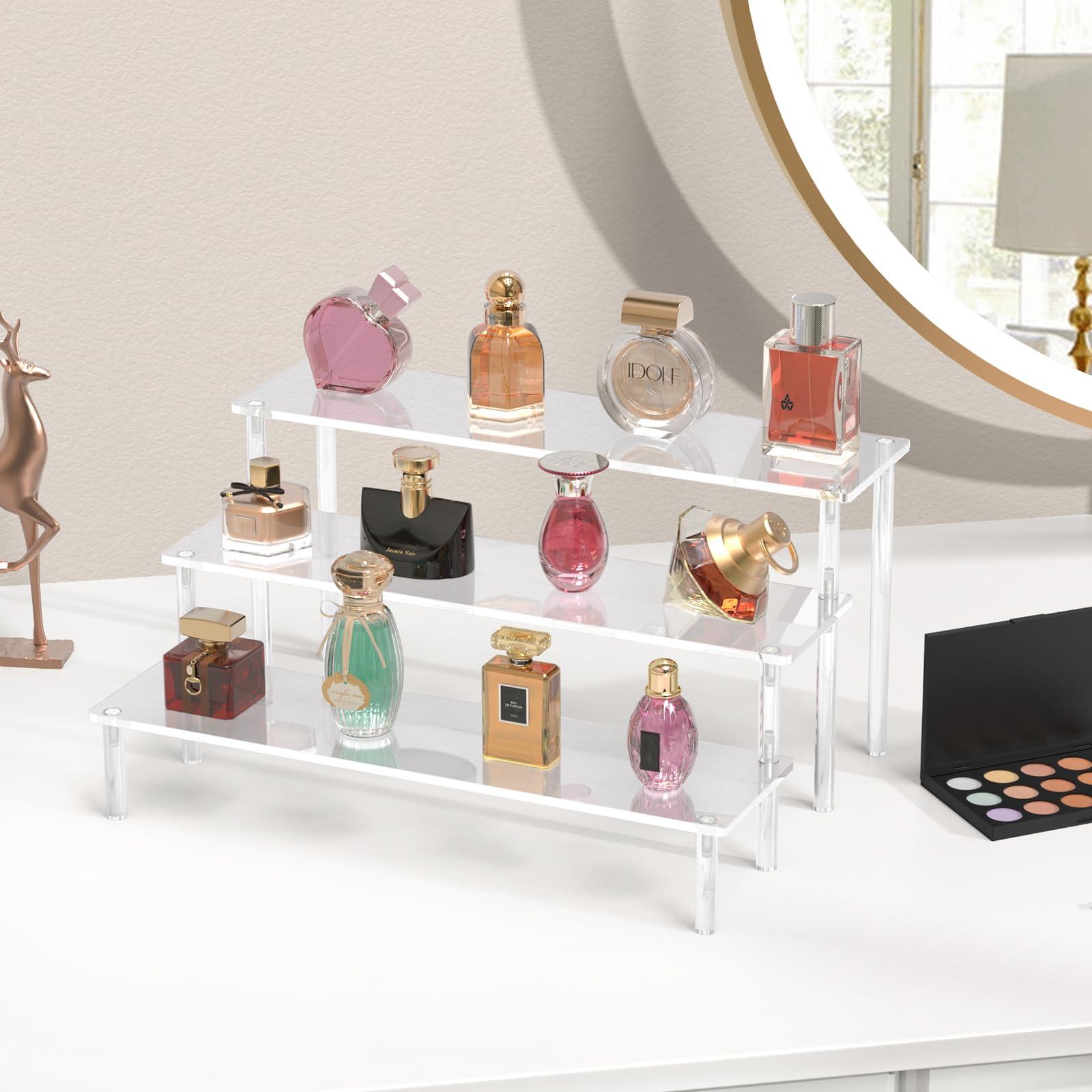 Aredpoook Acrylic Display Risers, 3 Tier Perfume Organizer Stand, Clear Cupcake Stand Holder, Large Shelf Risers for Figures, Dessert Shelves for Party, Riser Stand for Decoration and Organizer - Image 6