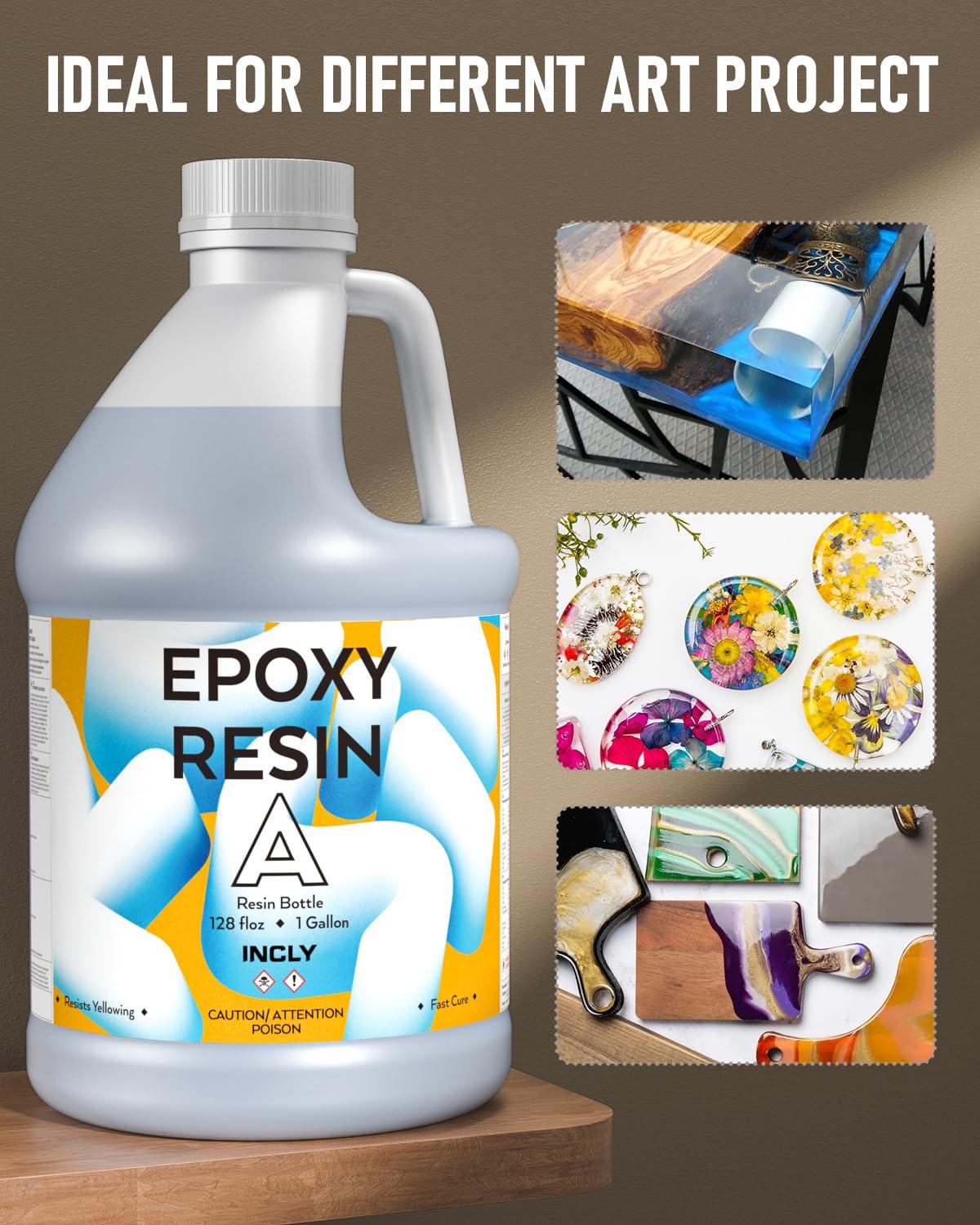 INCLY 2 Gallon Crystal Clear Epoxy Resin Kit, High Gloss & Bubbles Free Resin Supplies Coating & Casting for Table Top, Countertop, River Table,Wood, Jewelry Making, Art Craft, Self Leveling 1:1 - Image 6