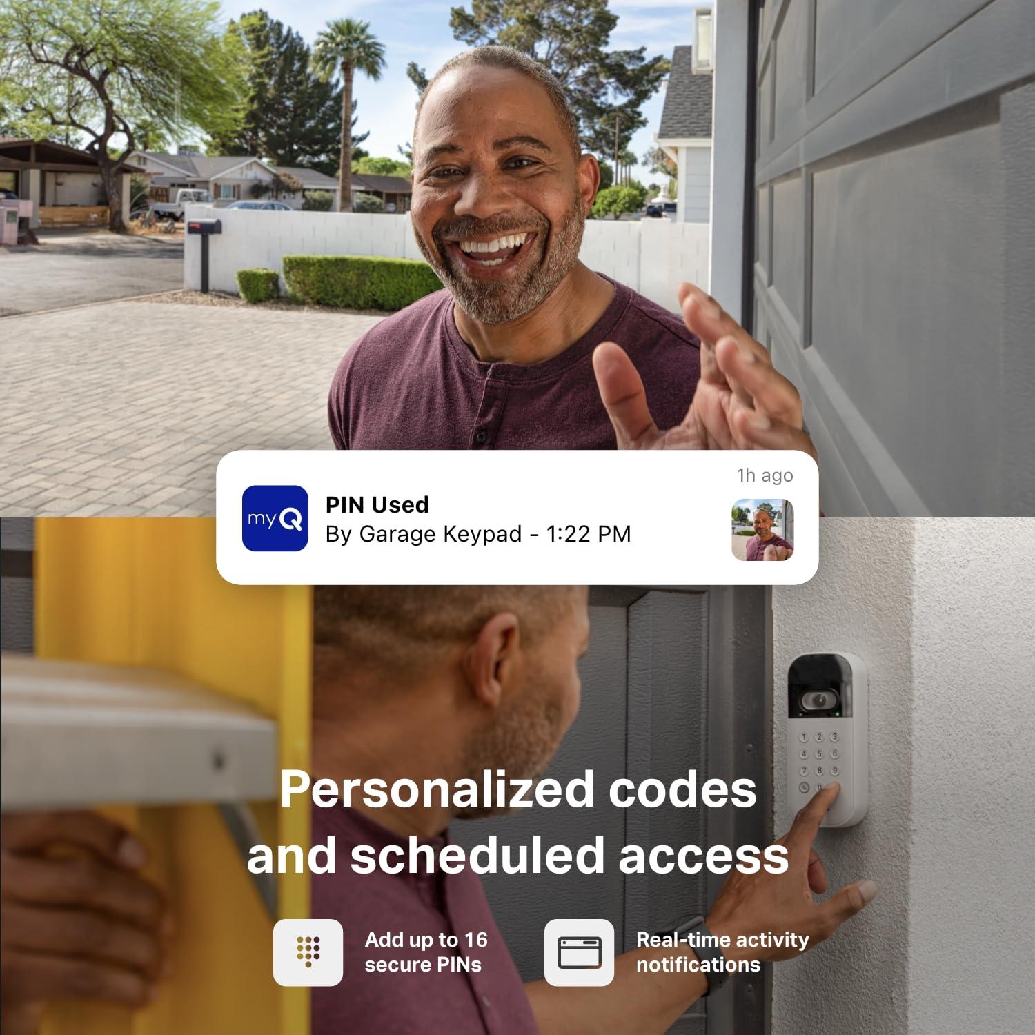 myQ Smart Garage Door Video Keypad with Wide-Angle Camera,Customizable PIN Codes,and Smartphone Control–Take Charge of Your Garage Access Works with Chamberlain, LiftMaster and Craftsman openers,White - Image 4