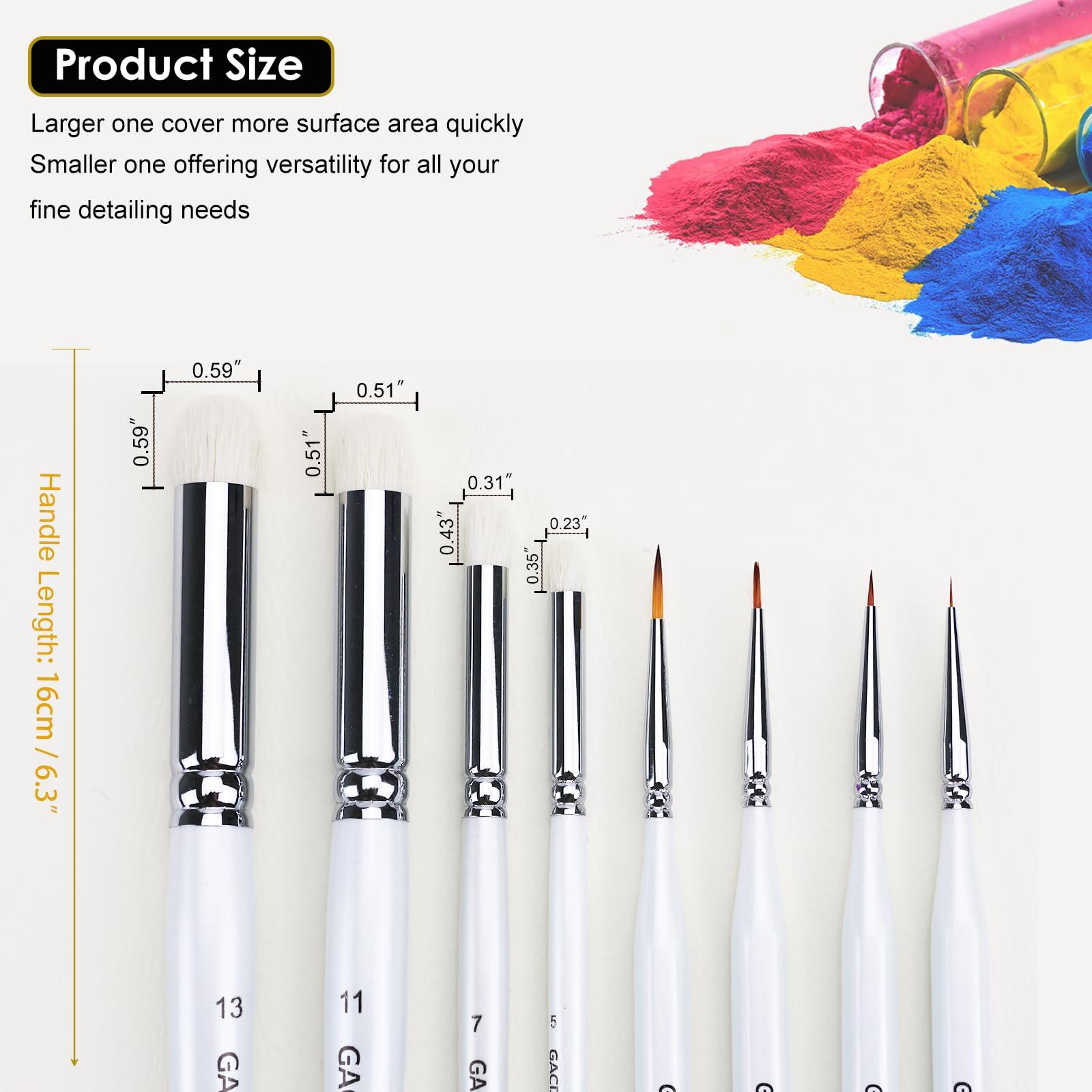 GACDR Dry Brush Miniature Painting, 4 Dry Brushes & 4 Ultra Fine Micro Detail Brushes for Model Painting, 40k, Acrylic Detailing,Paint by Number - Image 2