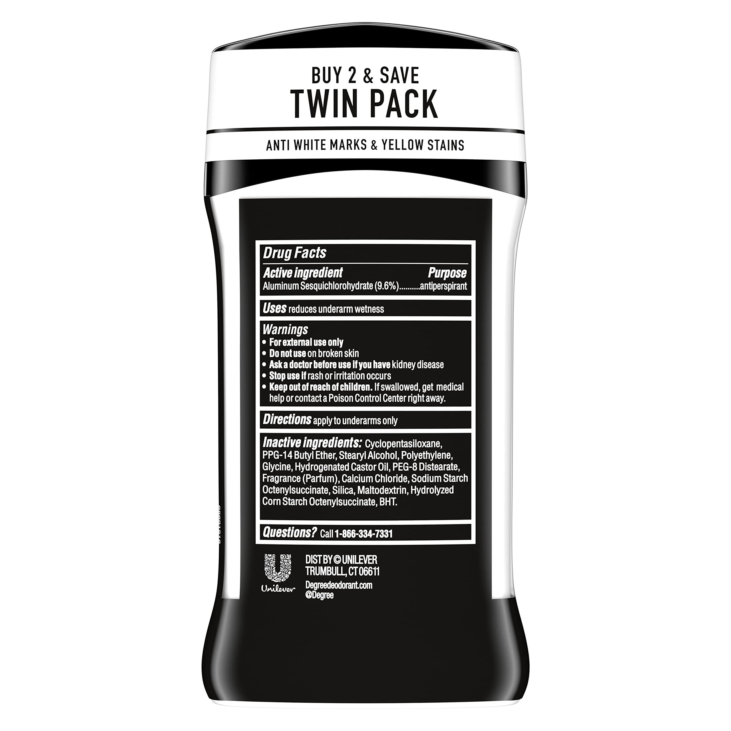 Degree Men UltraClear Antiperspirant Deodorant Black+White 2 Count 72-Hour Sweat & Odor Protection Antiperspirant For Men With MotionSense Technology 2.7 oz - Image 3