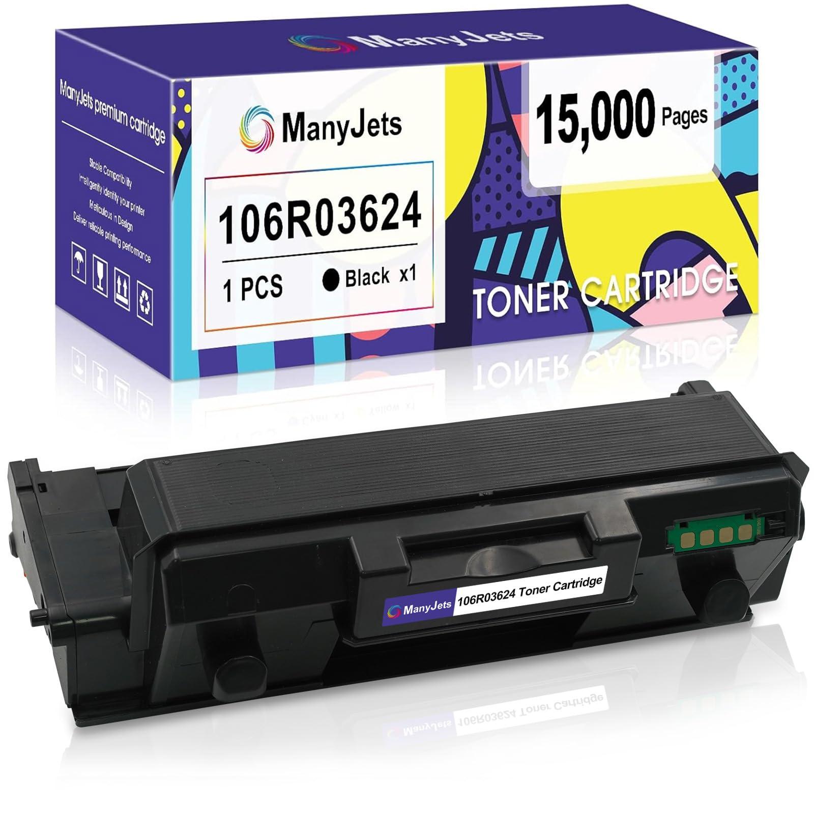 ManyJets 106R03624 106R03622 High-Yield Toner Cartridge Compatible for Xerox Phaser 3330/WorkCentre 3335/3345 Series Printers (15,000 Pages,Black,1-Pack)