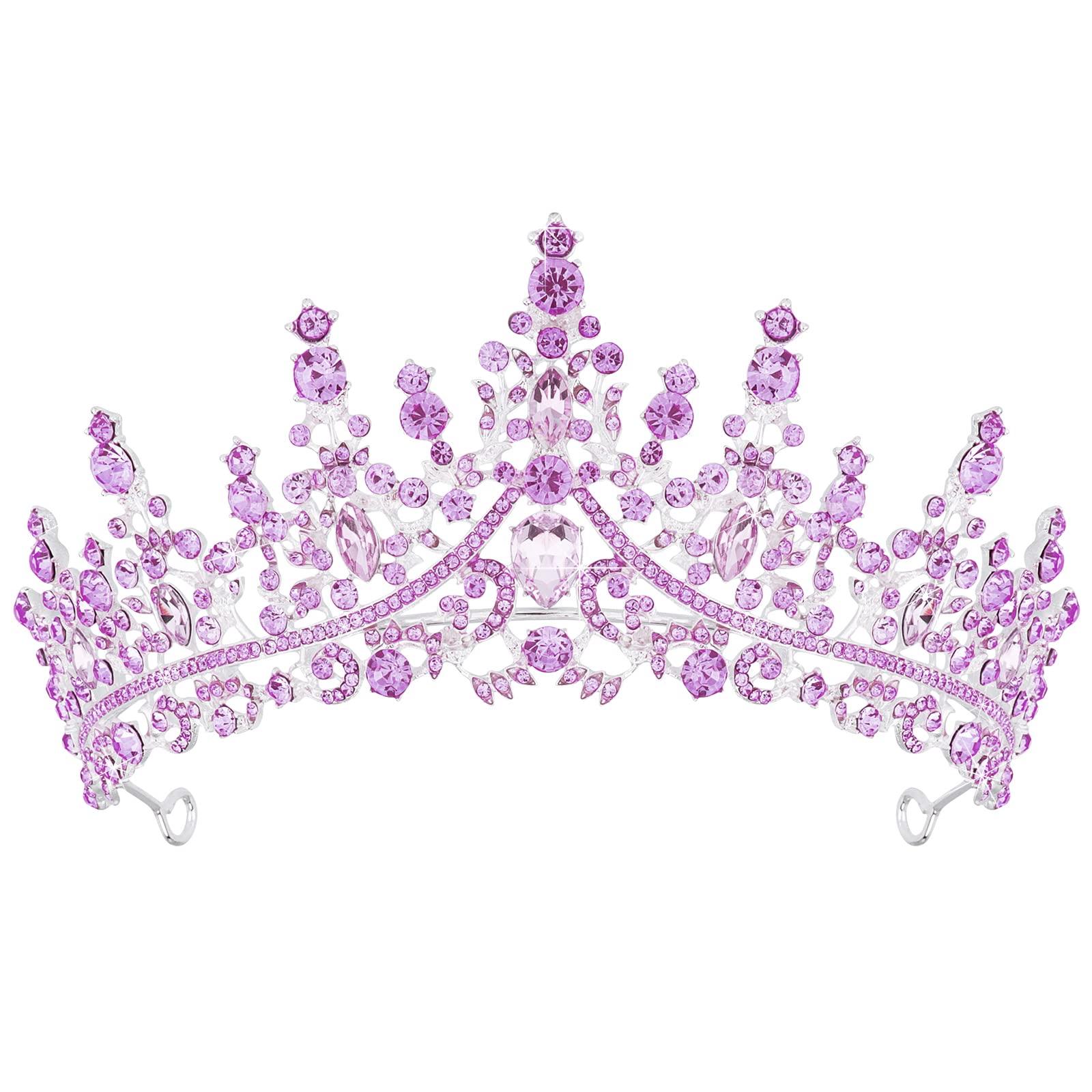 TOBATOBA Tiaras for Women, Purple Crystal Tiara Crowns for Women, Wedding Tiara for Bride Queen Crown, Royal Princess Quinceanera Headpieces for Birthday Prom Pageant Halloween Cosplay Accessories - Image 8