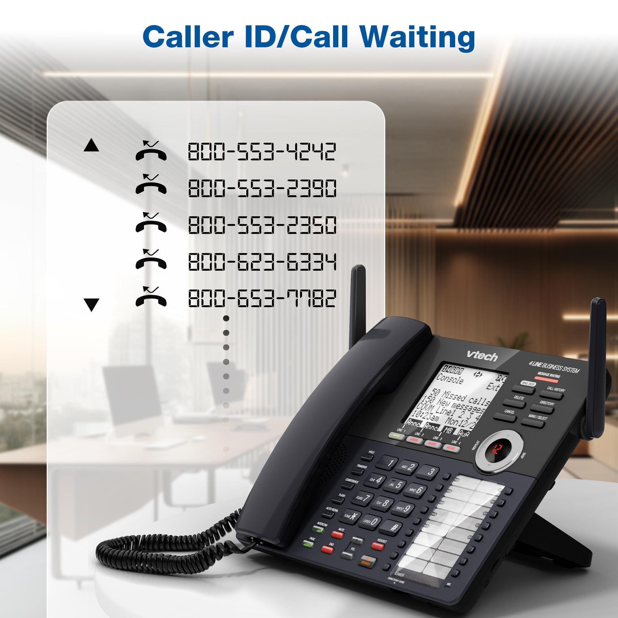 VTech AM18447 Main Console 4-Line Expandable Small Business Office Phone System with Answering Machine, Intercom, Auto Attendant & Music on Hold, Black - Image 7