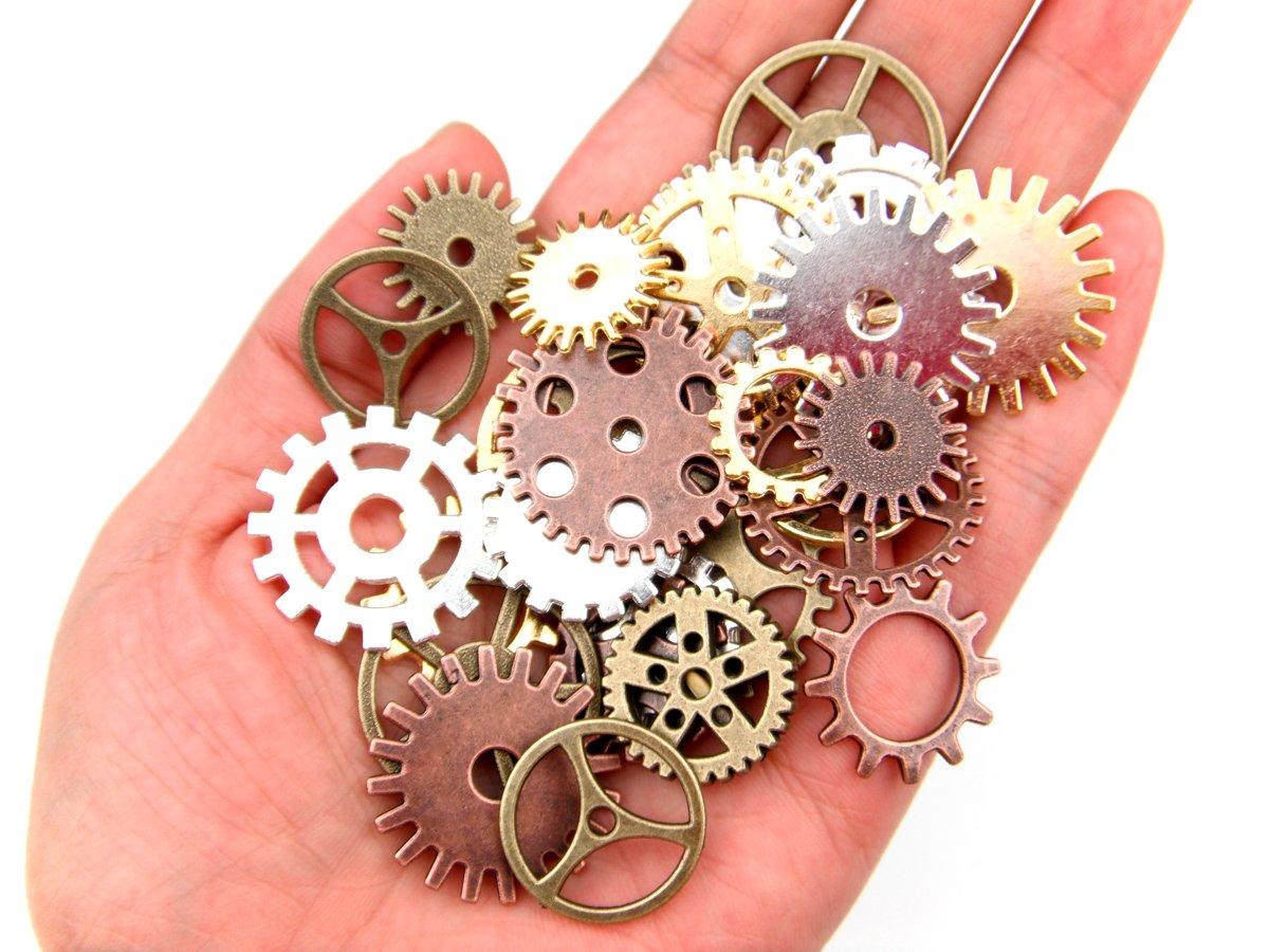 ALL in ONE 100 Gram Steampunk Gear Wheel Charms Cog Connectors Pendants Jewelry Finding DIY Craft (MIX) - Image 2