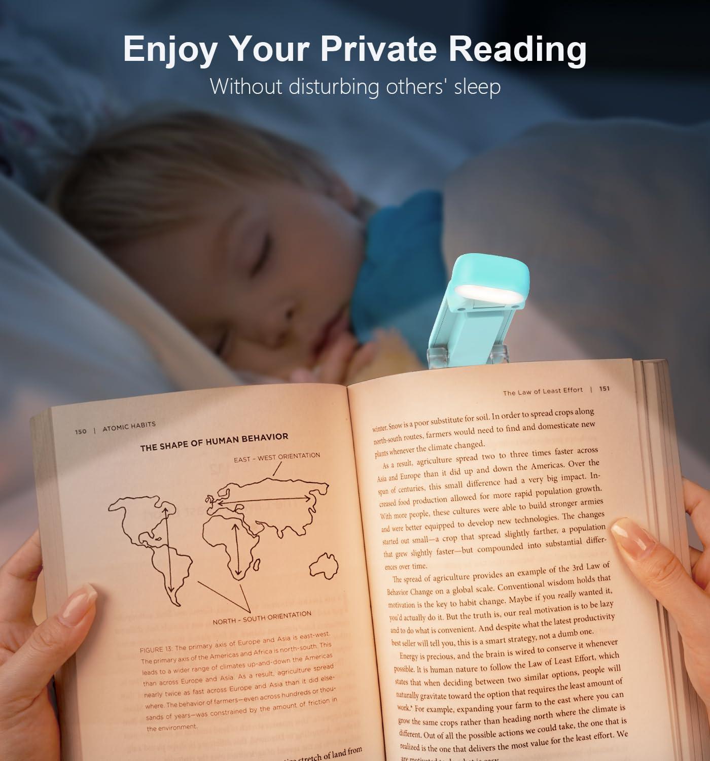 Gritin Reading Light, Rechargeable Book Light for Reading in Bed - Eye Caring 3 Color Temperatures, 5-Level Dimmable Brightness, Long Lasting, Compact Size Clip on Book Lamp for Bookworms-Blue - Image 8