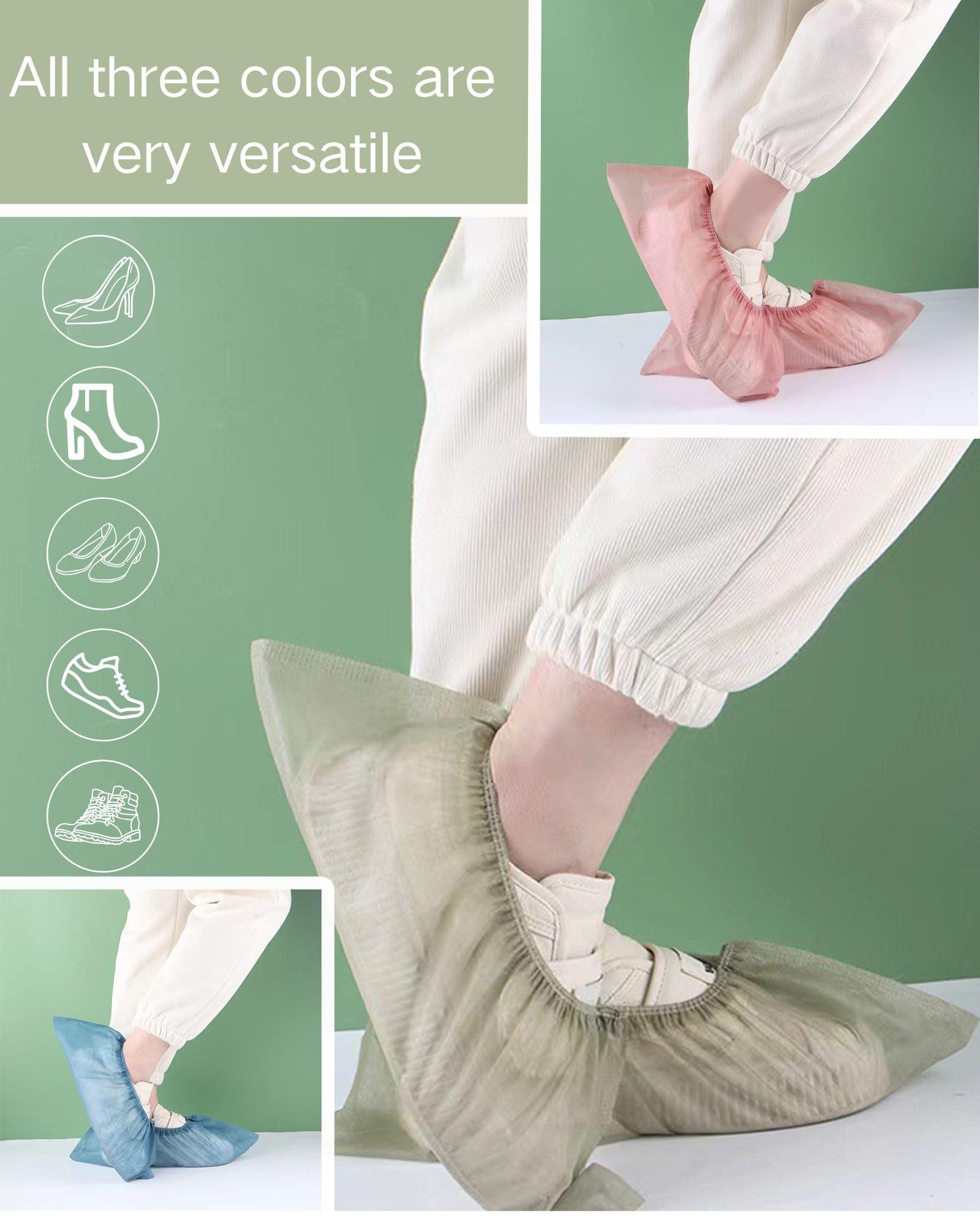 Disposable Shoe Covers 100-Pack(50 Pairs) Multi-color Indoor Thickened Non-Woven Fabric Dustproof Booties Home Slip Resistant Shoe Covers - Image 3