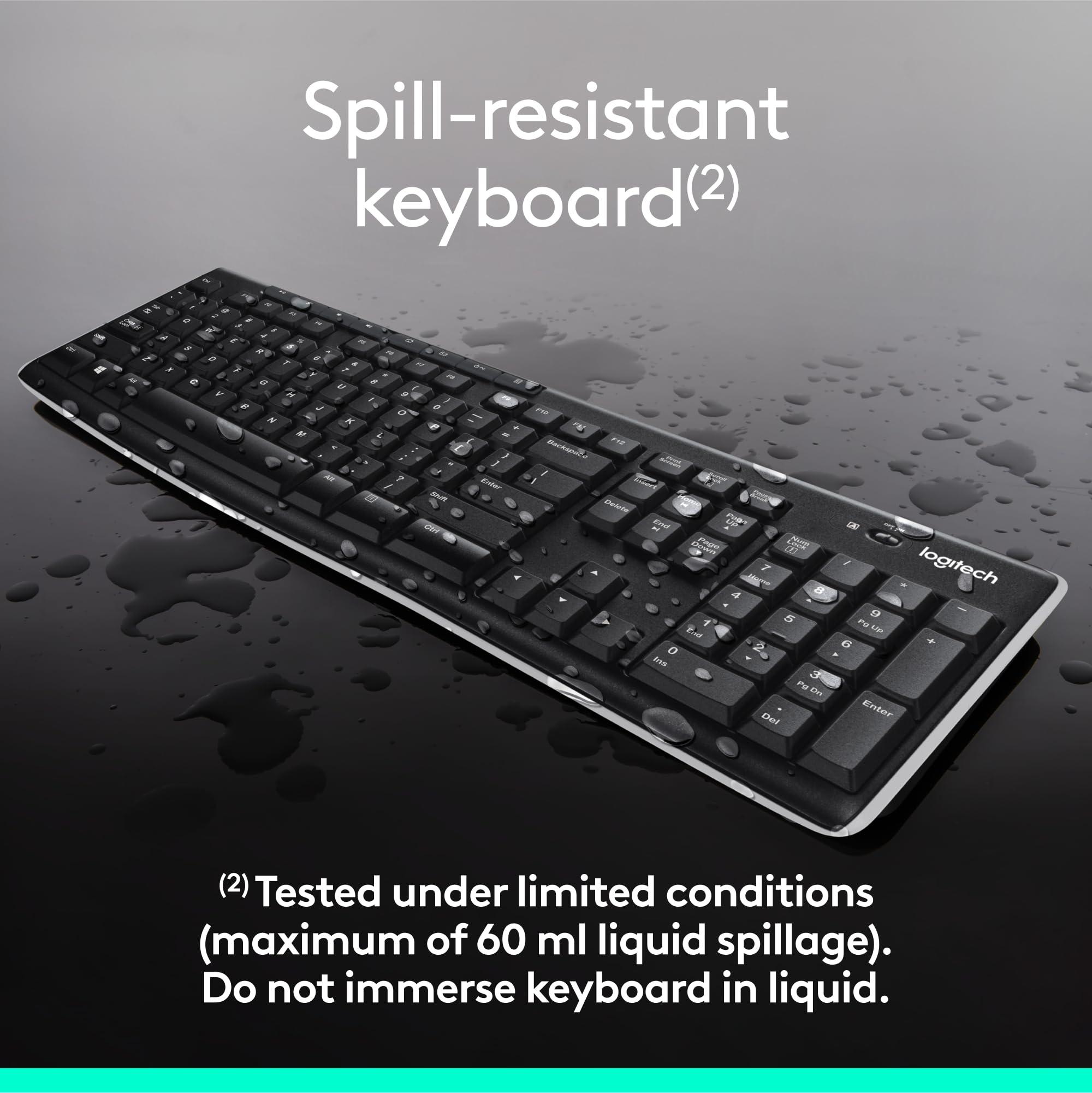 Logitech MK270 Wireless Keyboard and Mouse Combo for Windows, 2.4 GHz, 8 Multimedia Keys, PC, Laptop, Wireless Keyboard Compact Mouse Combo - Black - Image 4