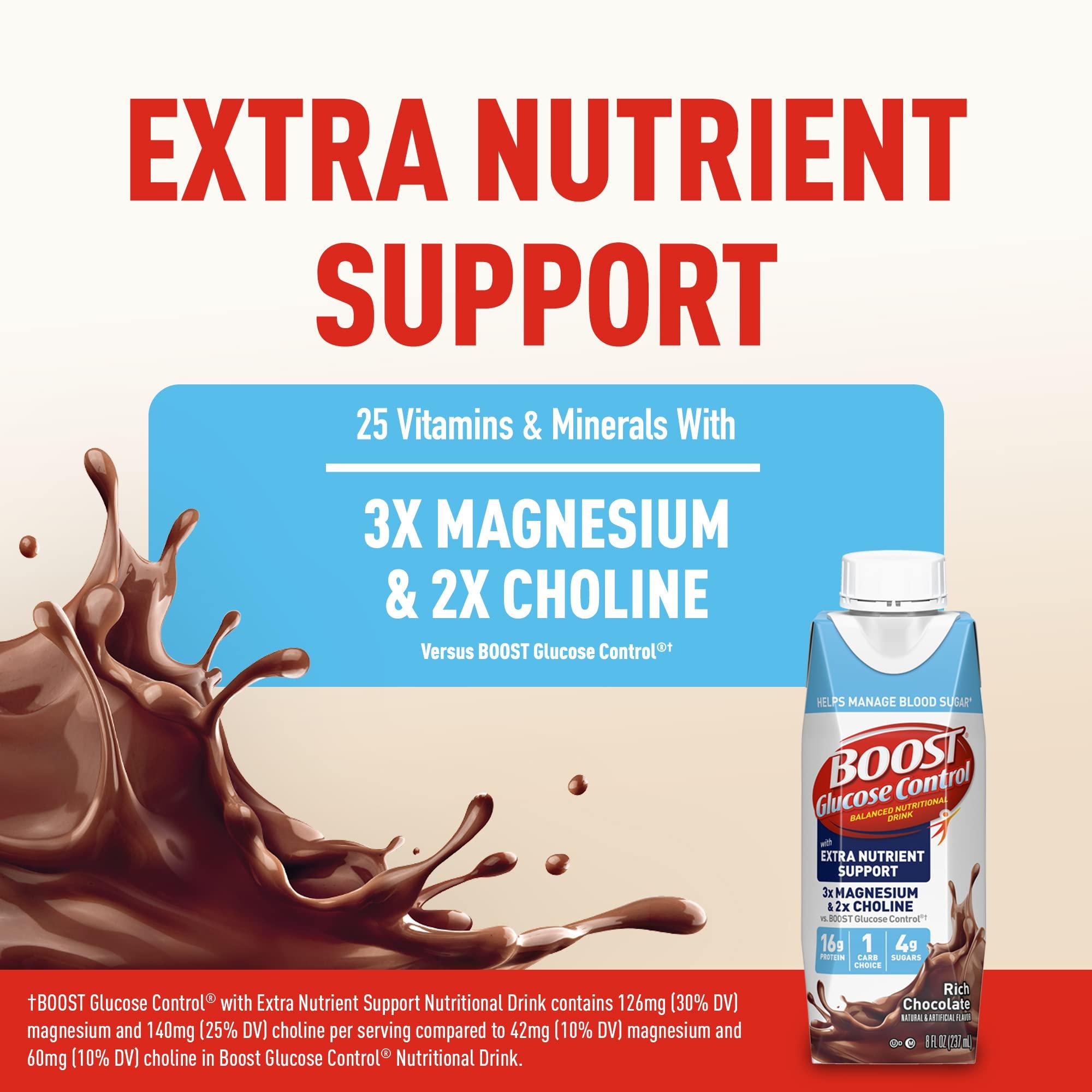 BOOST Glucose Control Ready to Drink Nutritional Drinks with Extra Nutrient Support Drink, Rich Chocolate, 8 Fl Oz, Pack of 24 - Image 4