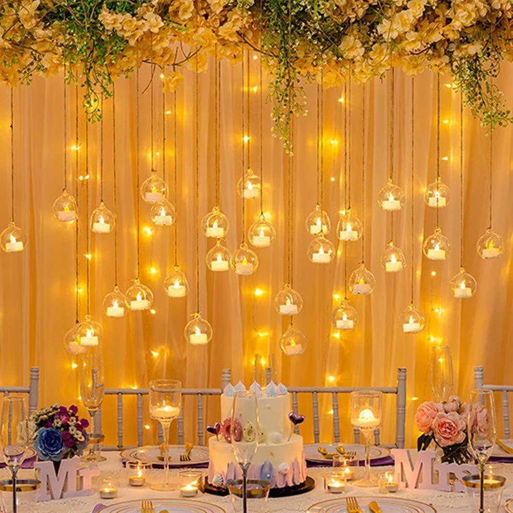 Sziqiqi Hanging Glass Globes Orbs Tea Light Candle Holders with Flameless LED Tealight for Wedding Ornaments, Wedding Birthday Christmas Party Centerpiece Accessory 2.36inch 30pcs +6 Extra - Image 2