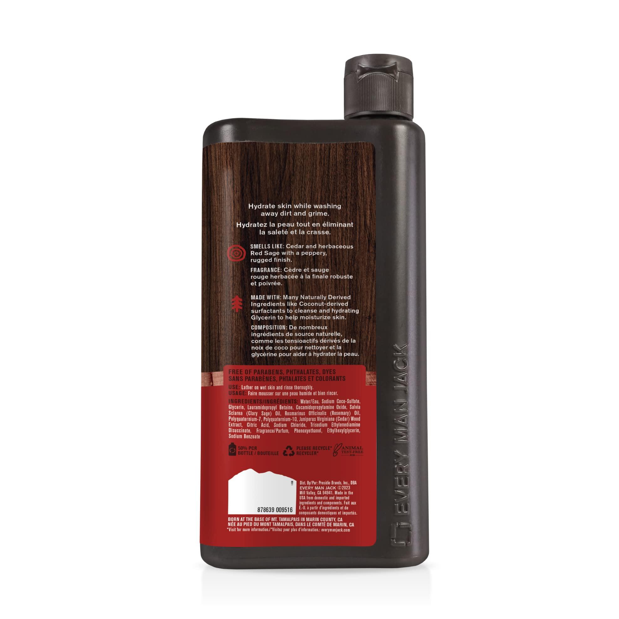 Every Man Jack Nourishing Cedar + Red Sage Mens Body Wash for All Skin Types - Naturally Derived Ingredients - Cleanse and Hydrate Skin with Coconut and Glycerin - 24oz 2 Bottles - Image 9