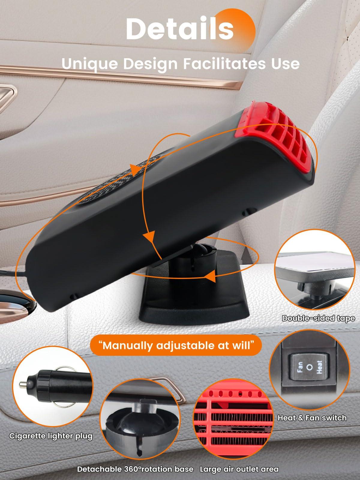 Portable Car Heater For Vehicle 12V: That Plugs Into Cigarette Lighter Window Windshield Defroster Calefacción Portátil Calentón Calentador Para Carro Utv Truck 12 Volt Cab Space Warmer In Winter - Image 4